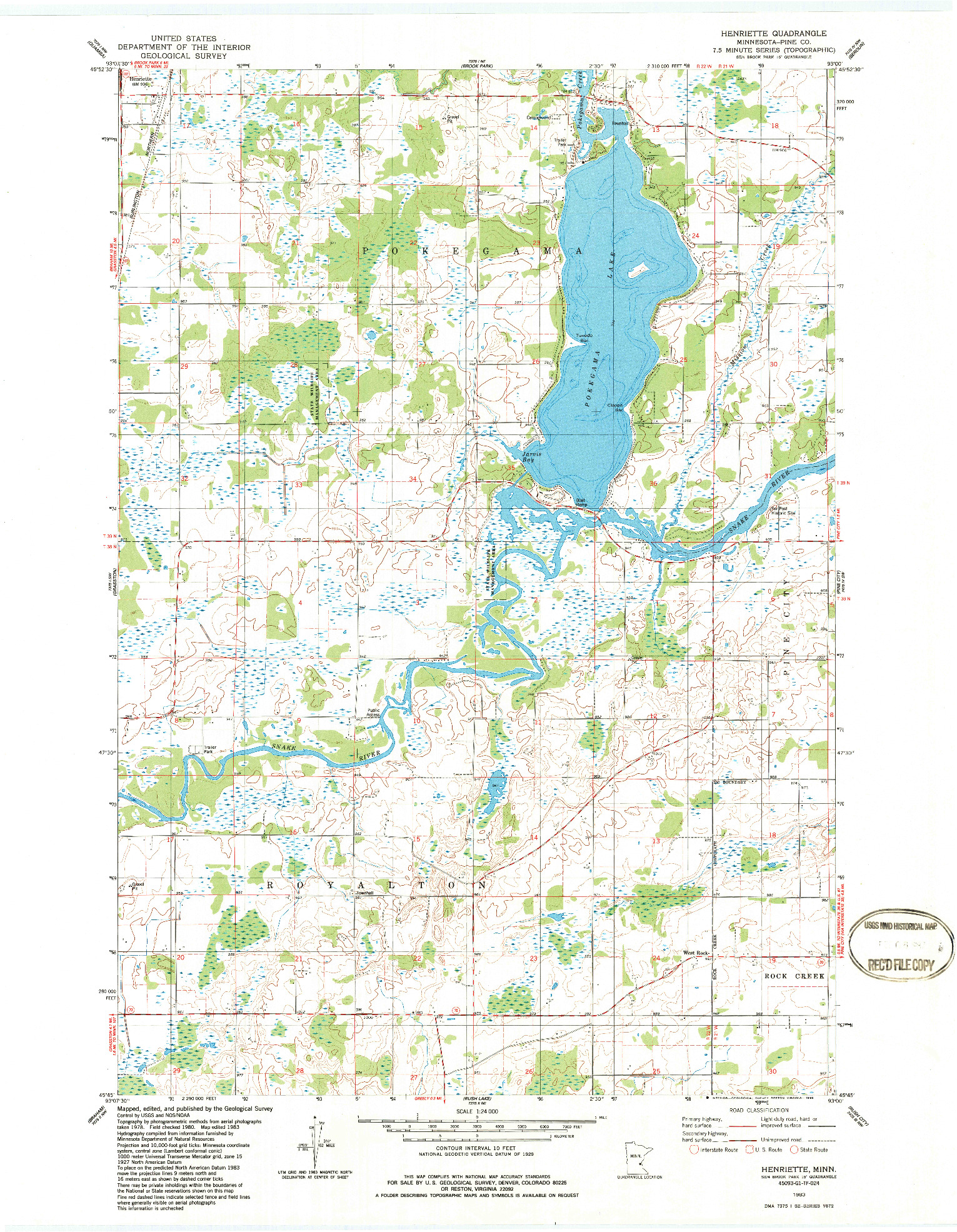 USGS 1:24000-SCALE QUADRANGLE FOR HENRIETTE, MN 1983