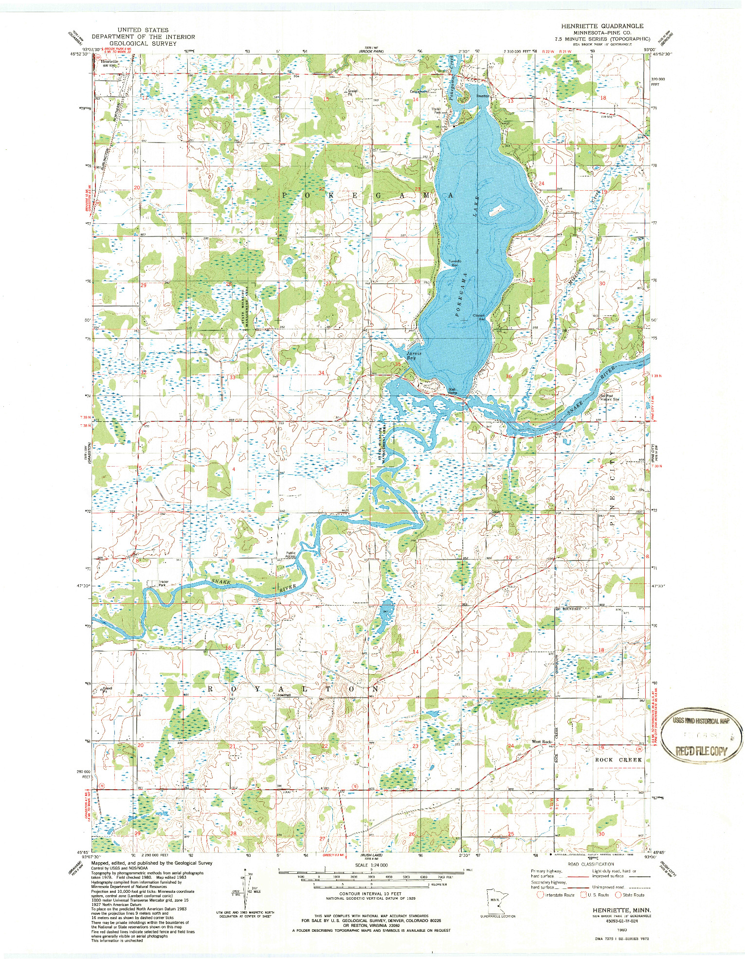 USGS 1:24000-SCALE QUADRANGLE FOR HENRIETTE, MN 1983