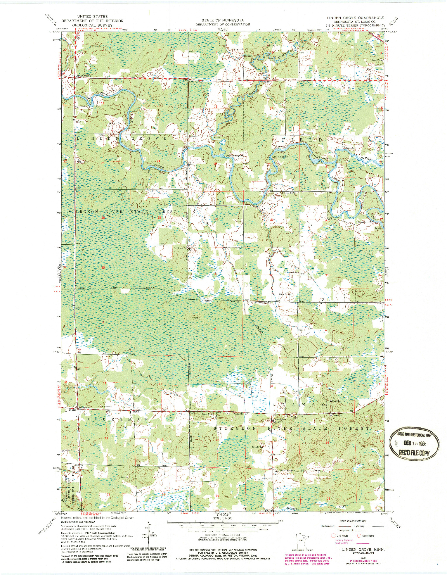 USGS 1:24000-SCALE QUADRANGLE FOR LINDEN GROVE, MN 1964
