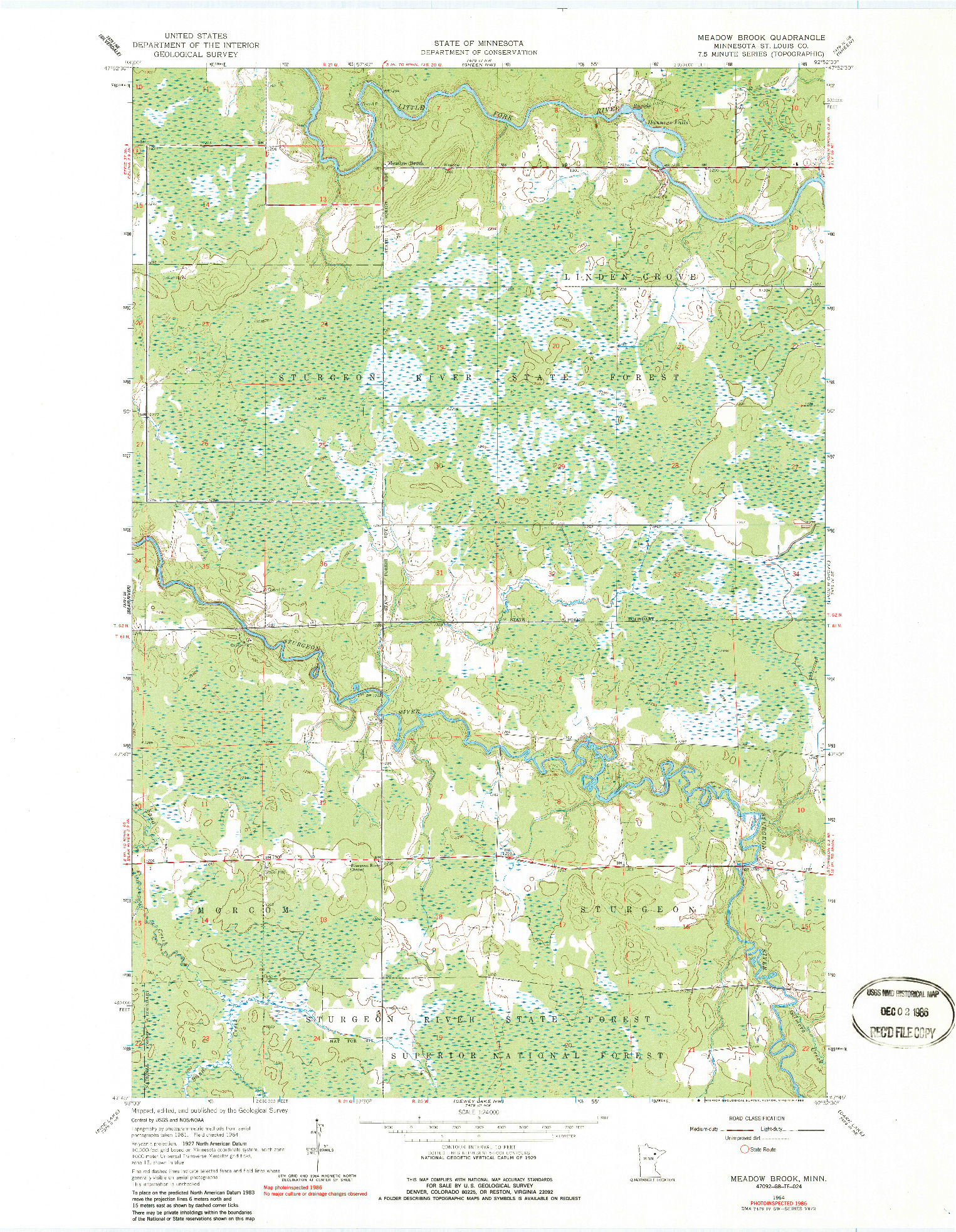 USGS 1:24000-SCALE QUADRANGLE FOR MEADOW BROOK, MN 1964