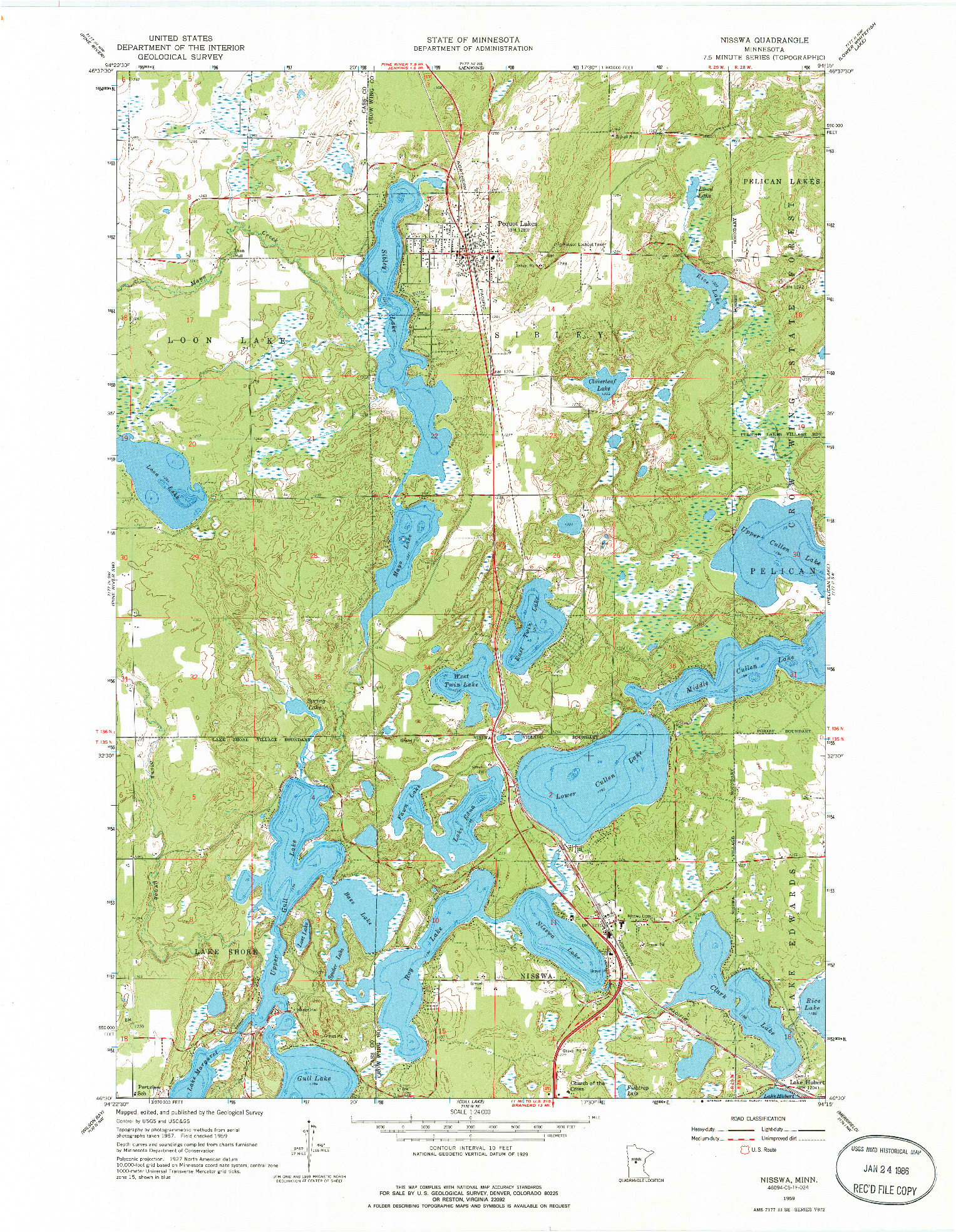 USGS 1:24000-SCALE QUADRANGLE FOR NISSWA, MN 1959