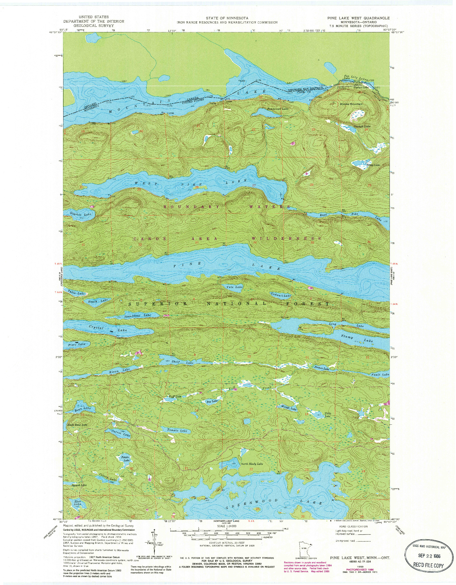 USGS 1:24000-SCALE QUADRANGLE FOR PINE LAKE WEST, MN 1959