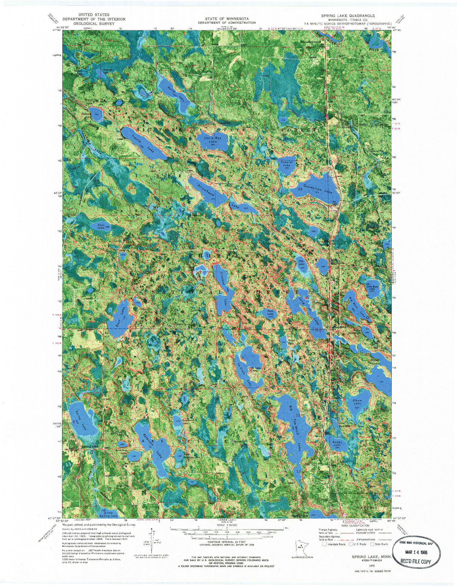USGS 1:24000-SCALE QUADRANGLE FOR SPRING LAKE, MN 1970