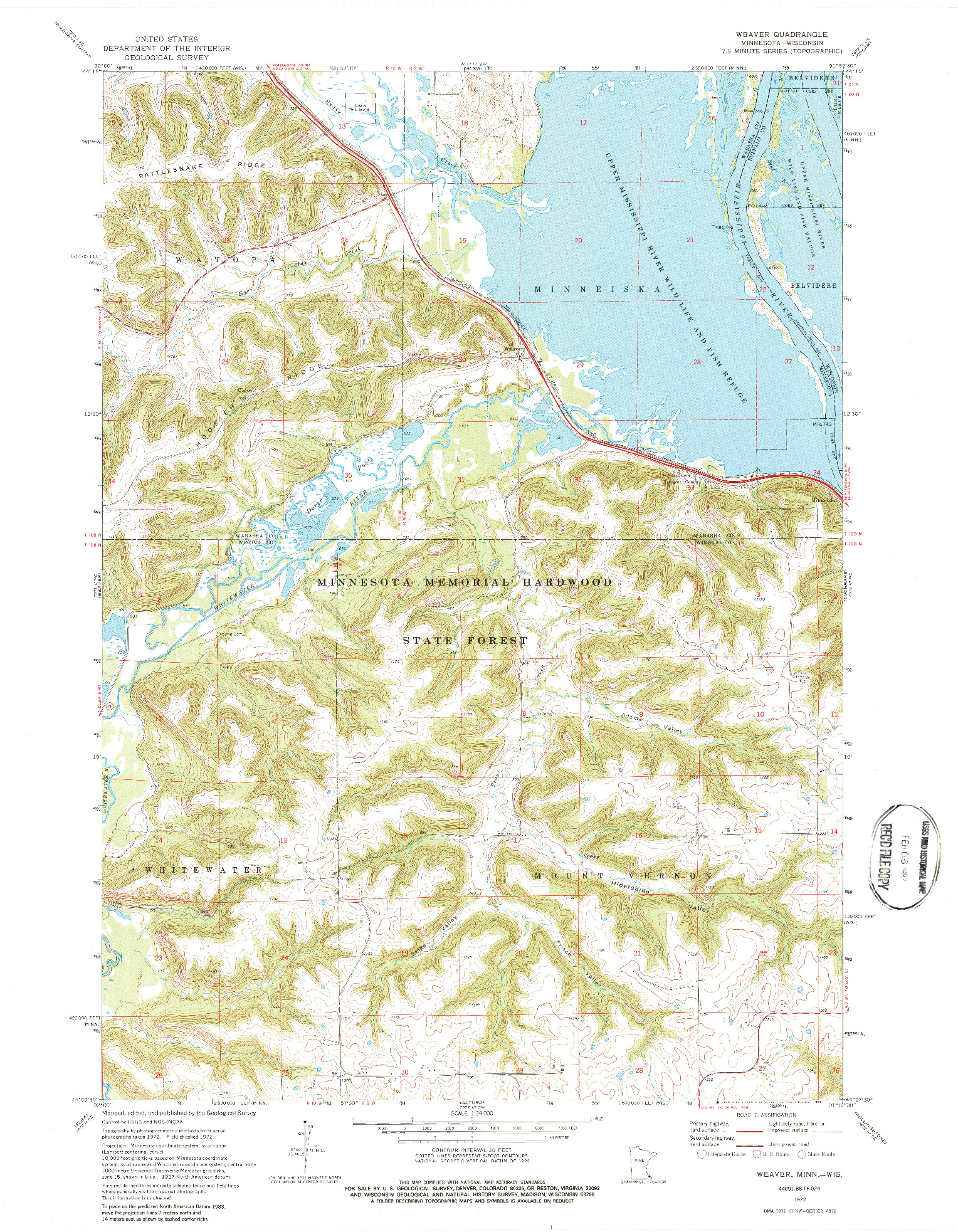 USGS 1:24000-SCALE QUADRANGLE FOR WEAVER, MN 1972