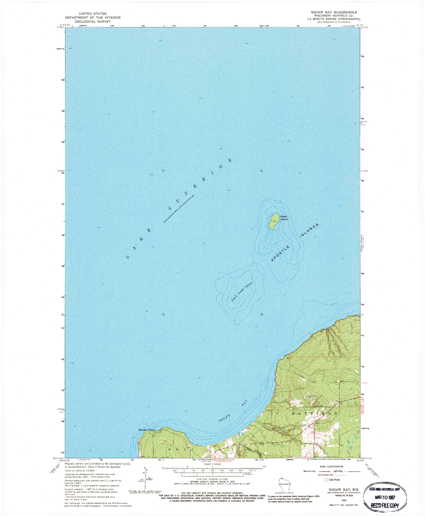 USGS 1:24000-SCALE QUADRANGLE FOR SQUAW BAY, WI 1964