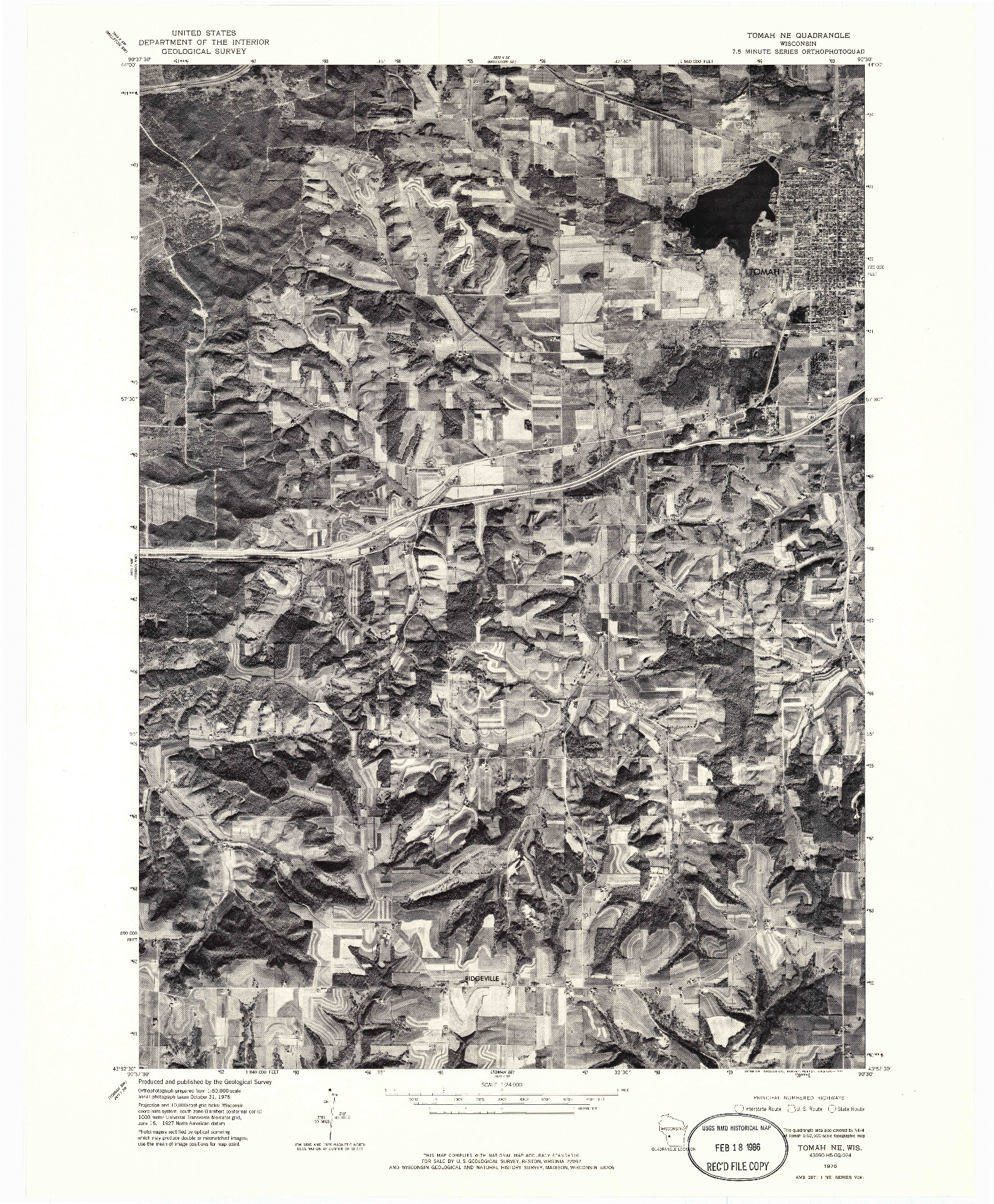 USGS 1:24000-SCALE QUADRANGLE FOR TOMAH NE, WI 1976