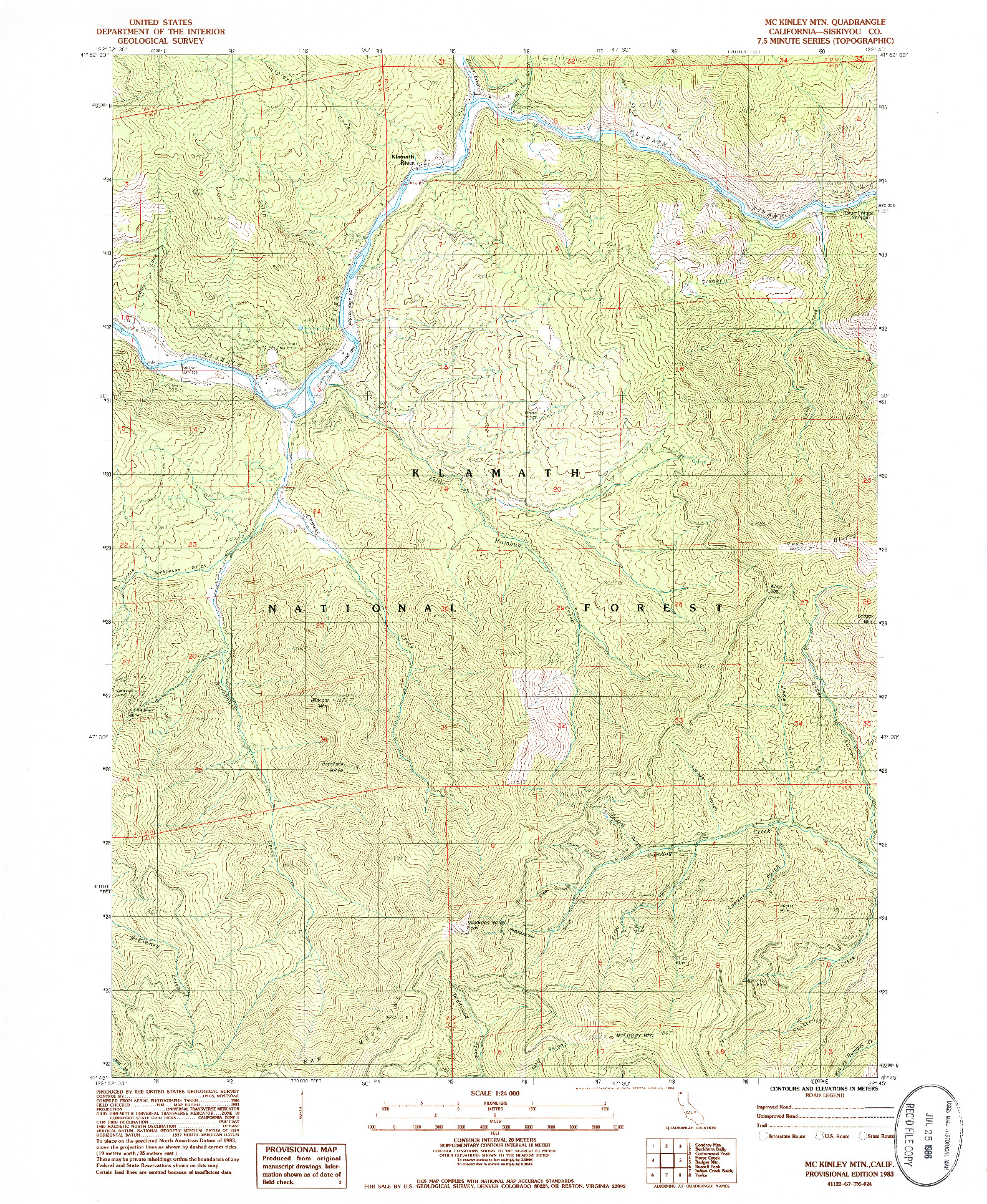 USGS 1:24000-SCALE QUADRANGLE FOR MC KINLEY MTN, CA 1983