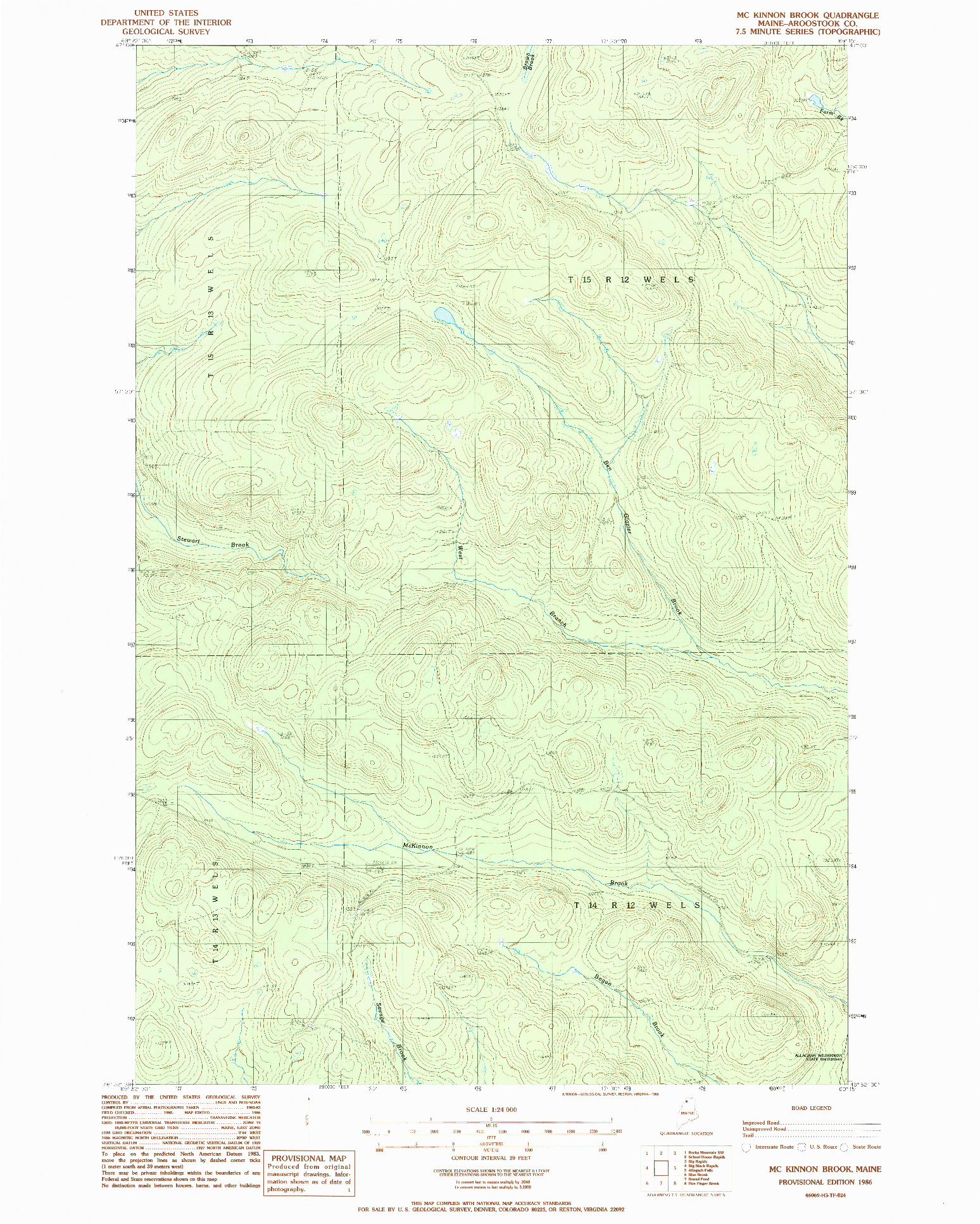 USGS 1:24000-SCALE QUADRANGLE FOR MC KINNON BROOK, ME 1986