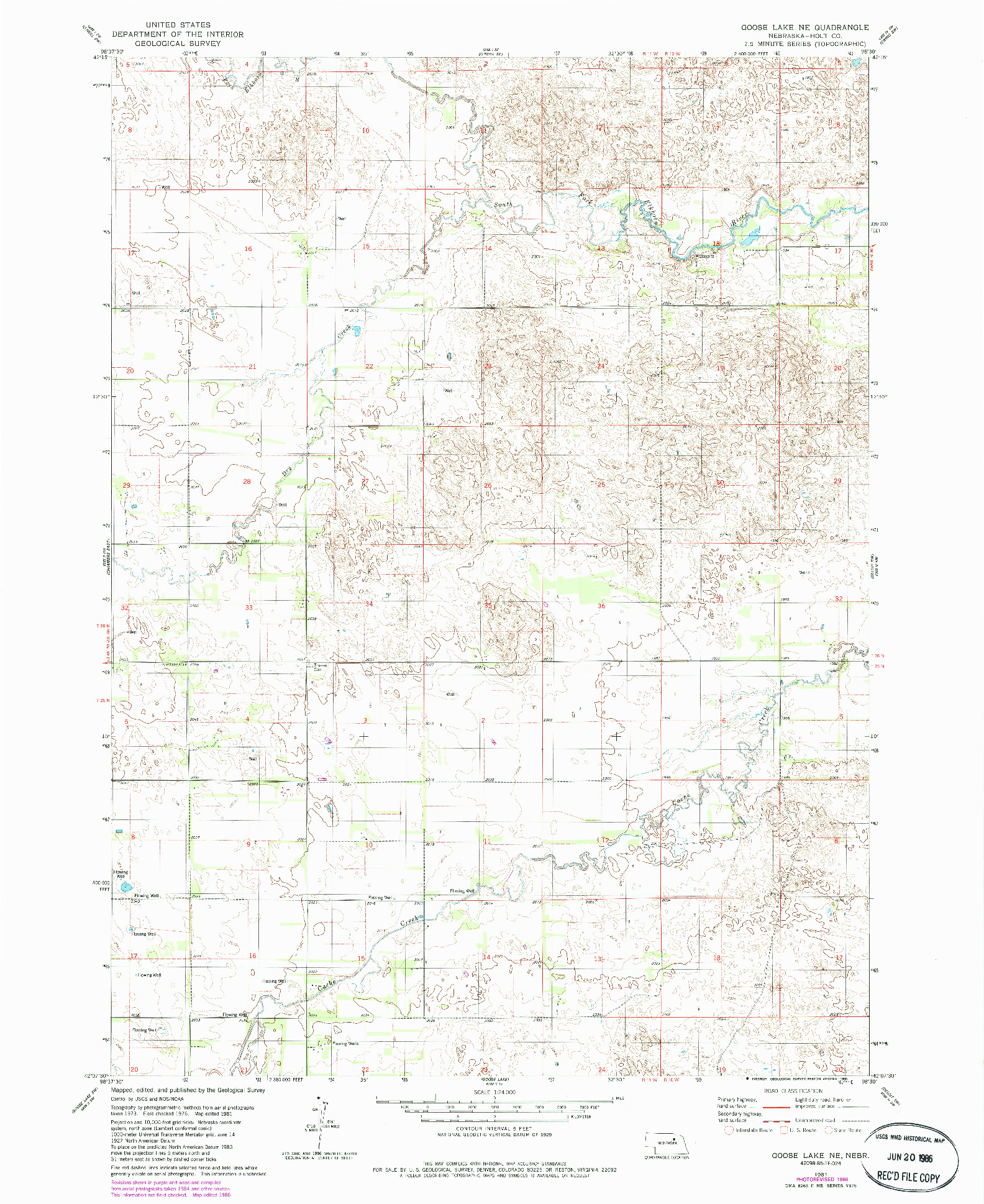 USGS 1:24000-SCALE QUADRANGLE FOR GOOSE LAKE NE, NE 1981