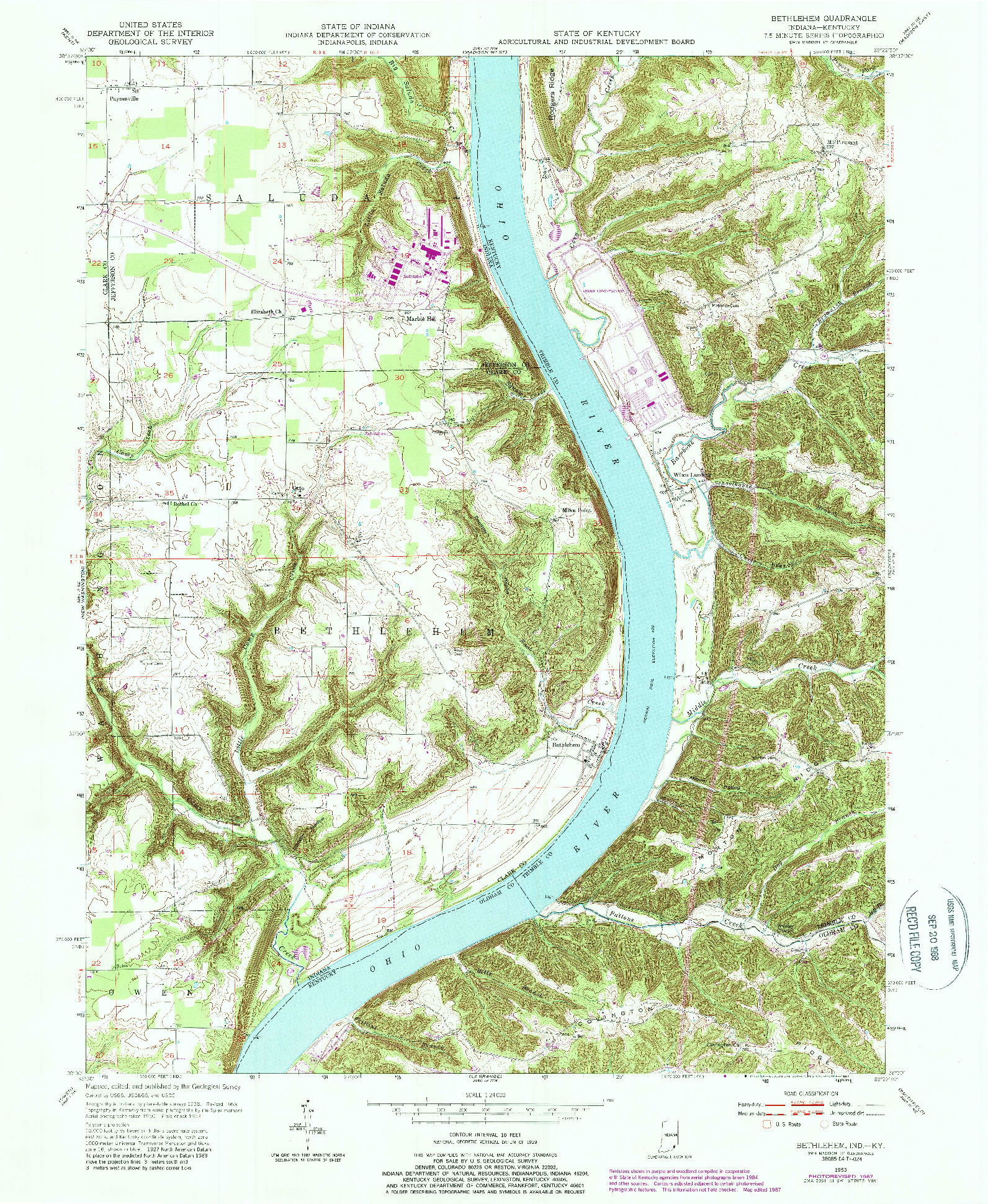 USGS 1:24000-SCALE QUADRANGLE FOR BETHLEHEM, IN 1953