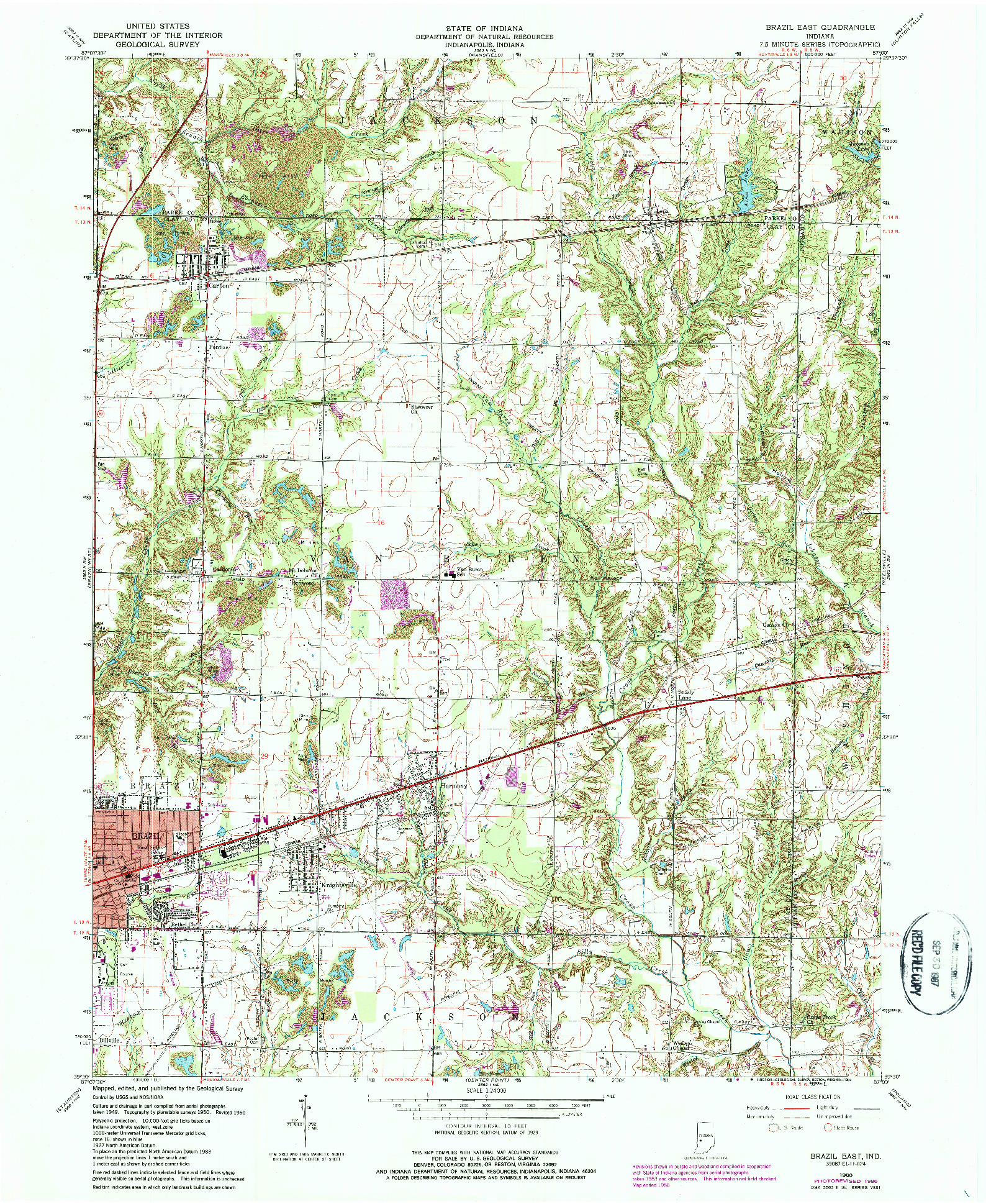 USGS 1:24000-SCALE QUADRANGLE FOR BRAZIL EAST, IN 1960