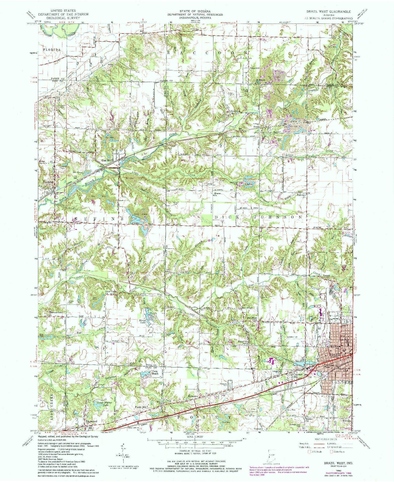 USGS 1:24000-SCALE QUADRANGLE FOR BRAZIL WEST, IN 1960