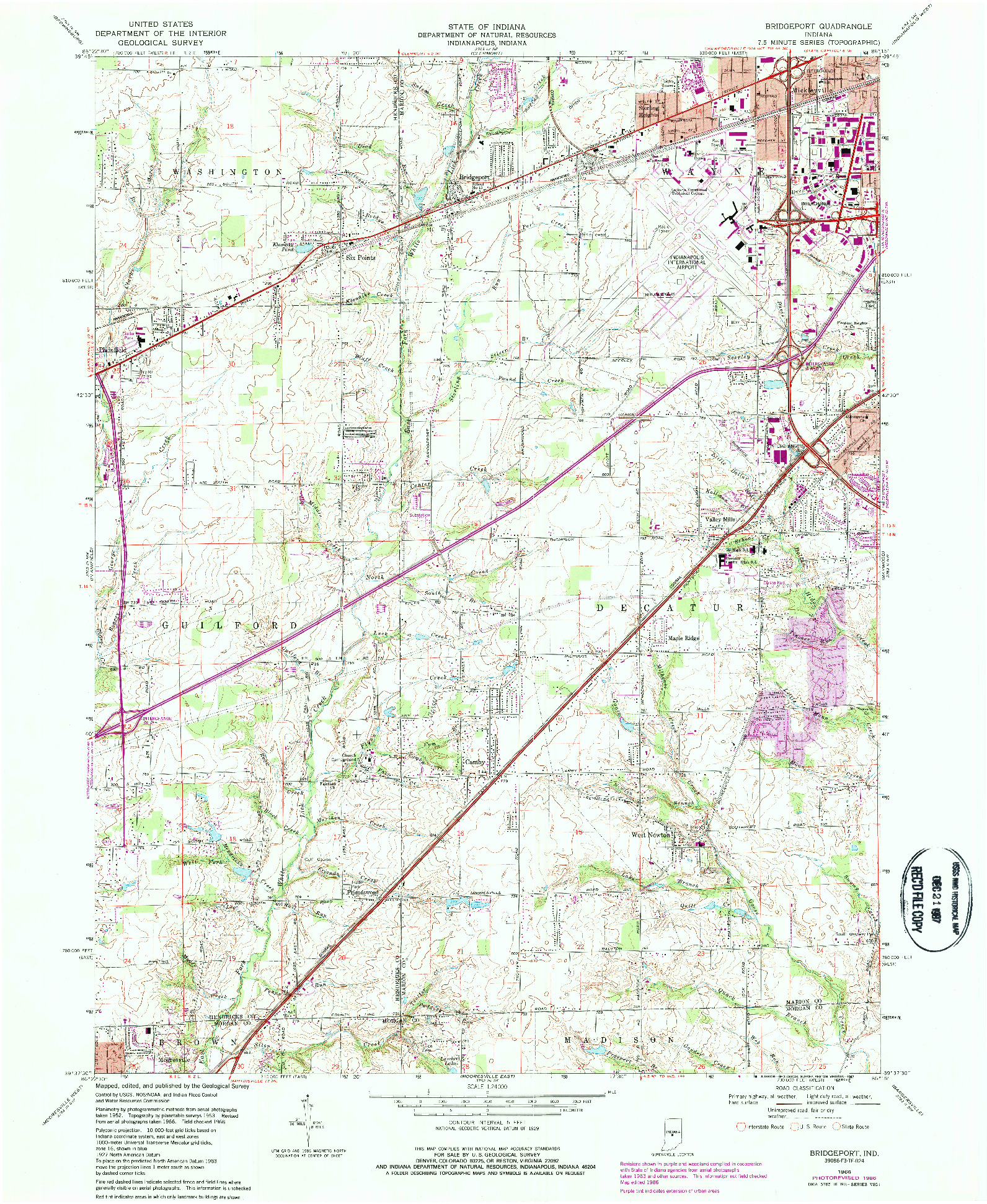 USGS 1:24000-SCALE QUADRANGLE FOR BRIDGEPORT, IN 1966