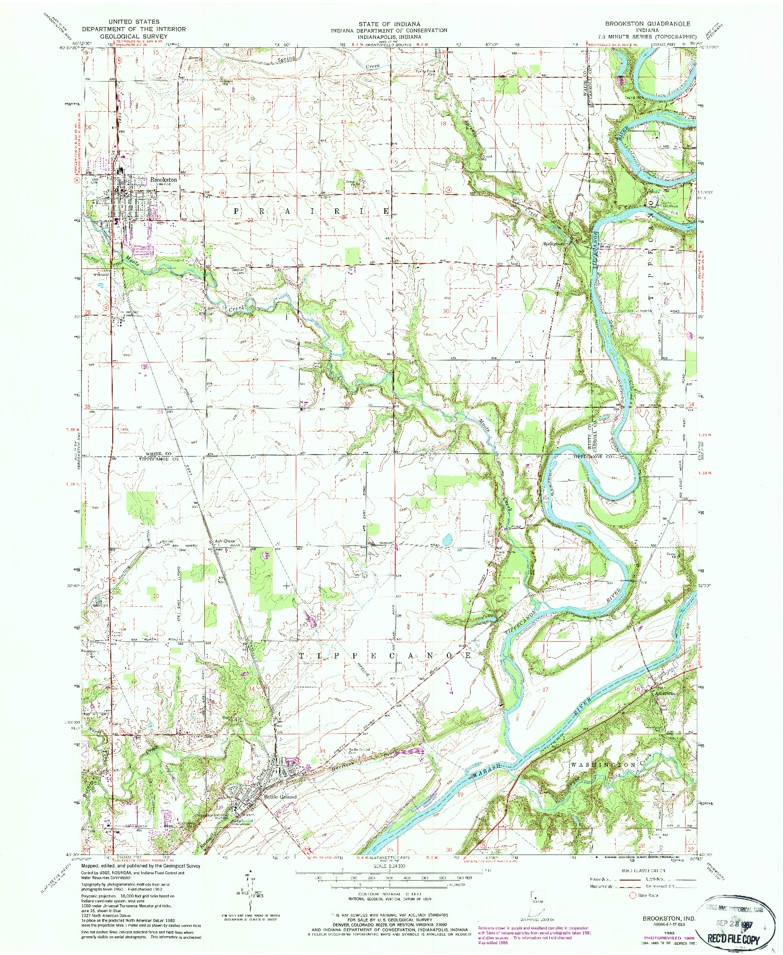 USGS 1:24000-SCALE QUADRANGLE FOR BROOKSTON, IN 1962