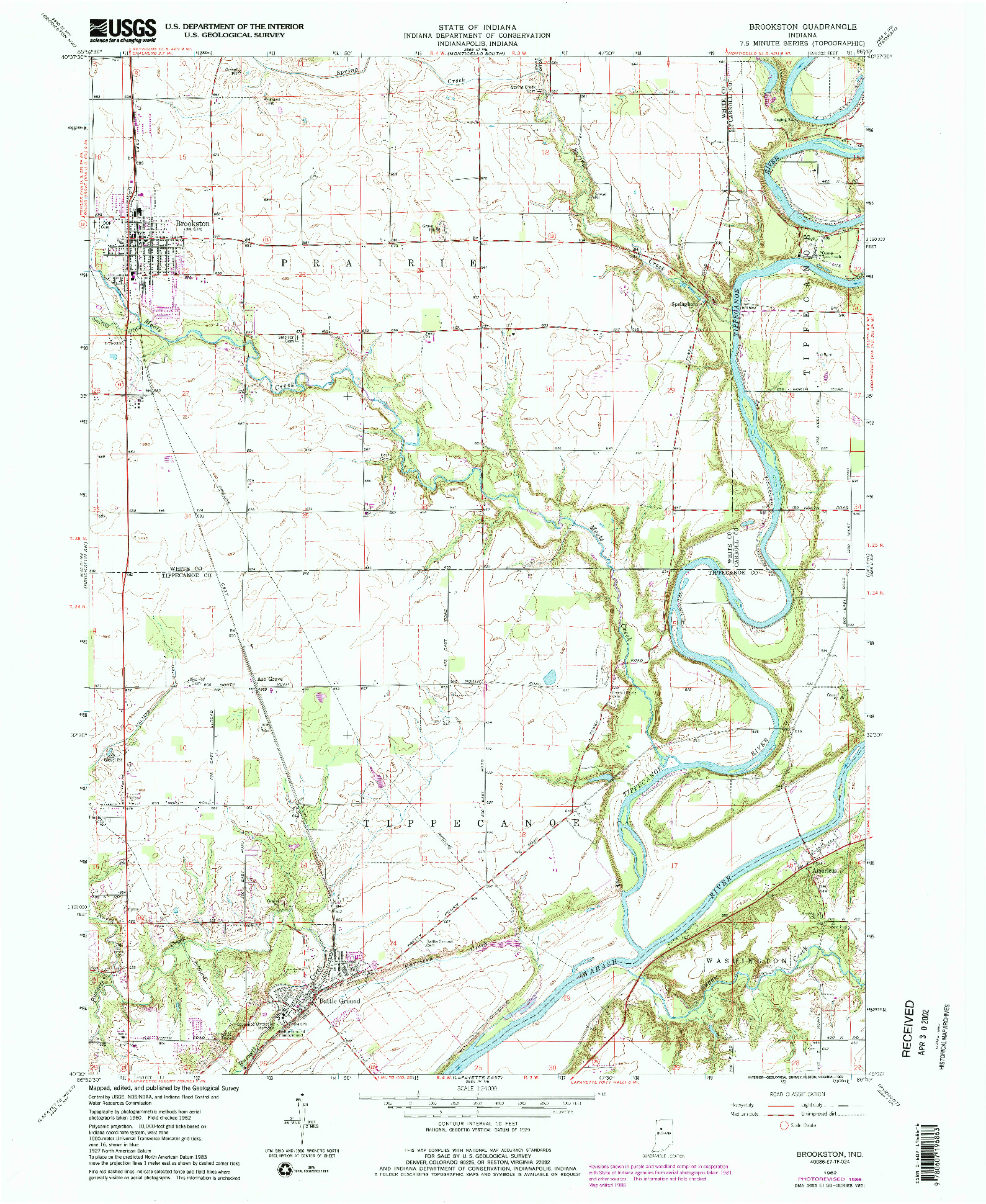 USGS 1:24000-SCALE QUADRANGLE FOR BROOKSTON, IN 1962