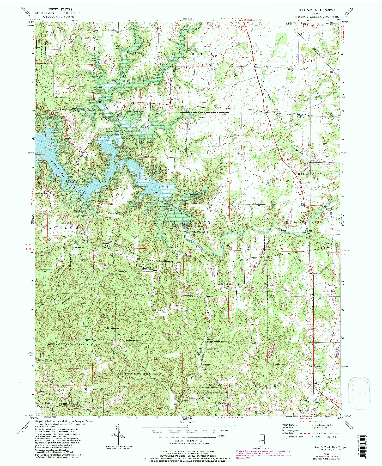 USGS 1:24000-SCALE QUADRANGLE FOR CATARACT, IN 1956