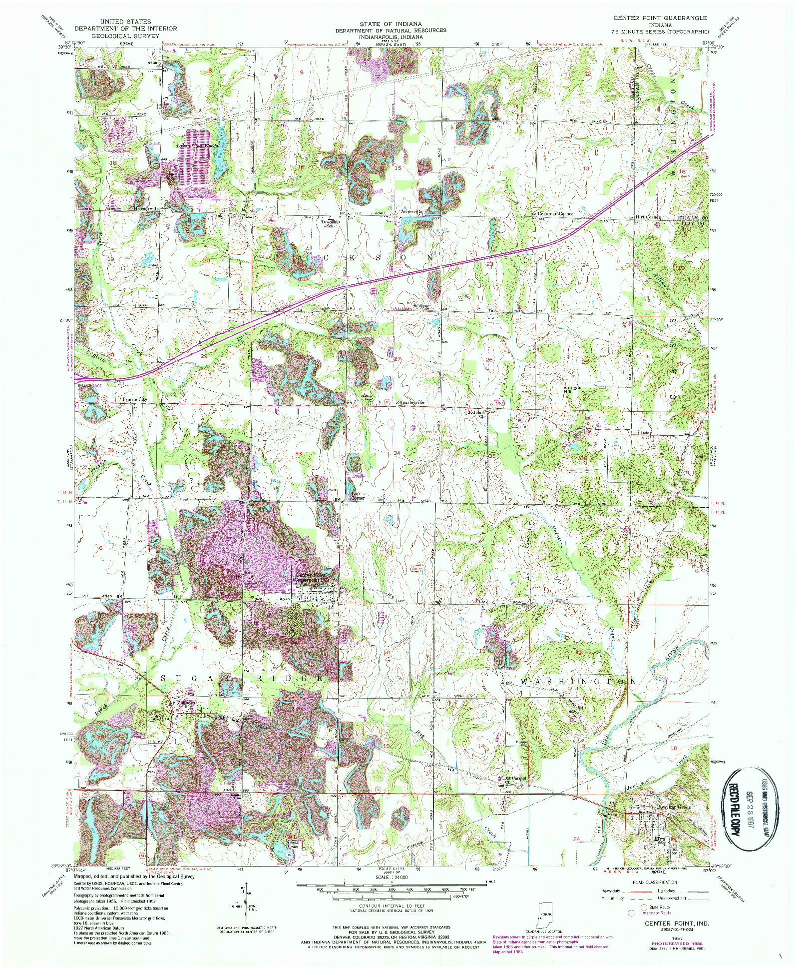 USGS 1:24000-SCALE QUADRANGLE FOR CENTER POINT, IN 1957