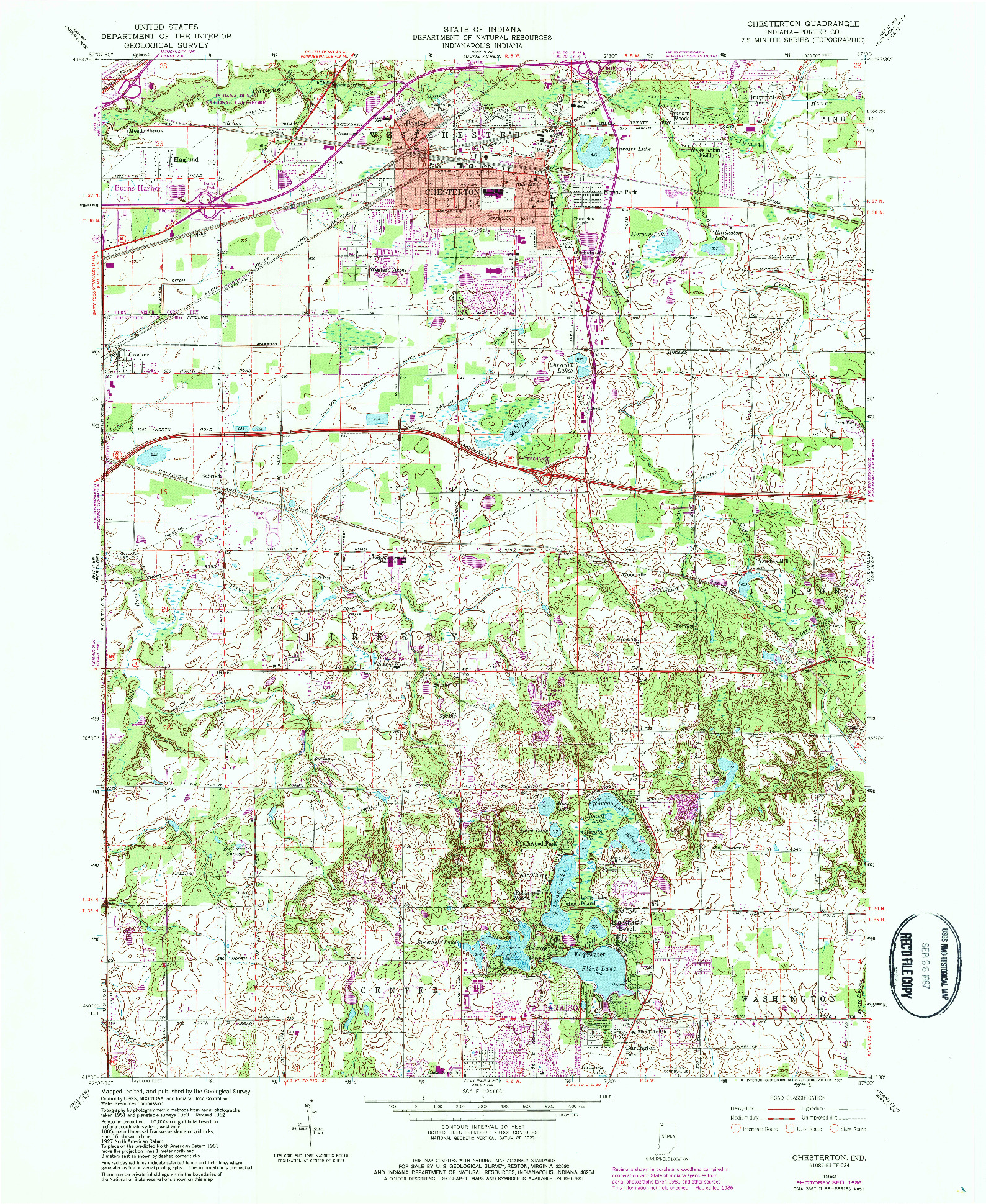 USGS 1:24000-SCALE QUADRANGLE FOR CHESTERTON, IN 1962