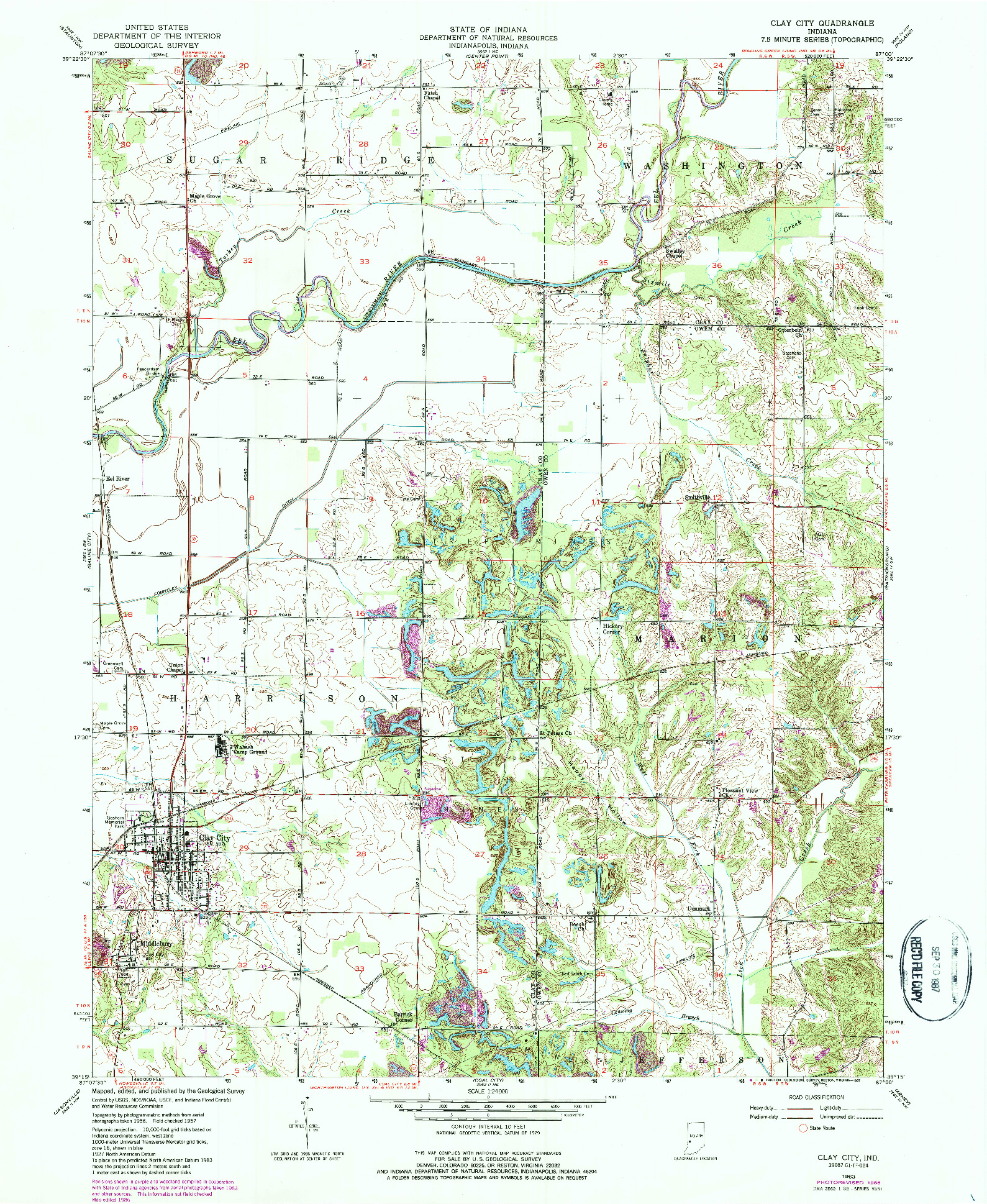 USGS 1:24000-SCALE QUADRANGLE FOR CLAY CITY, IN 1963