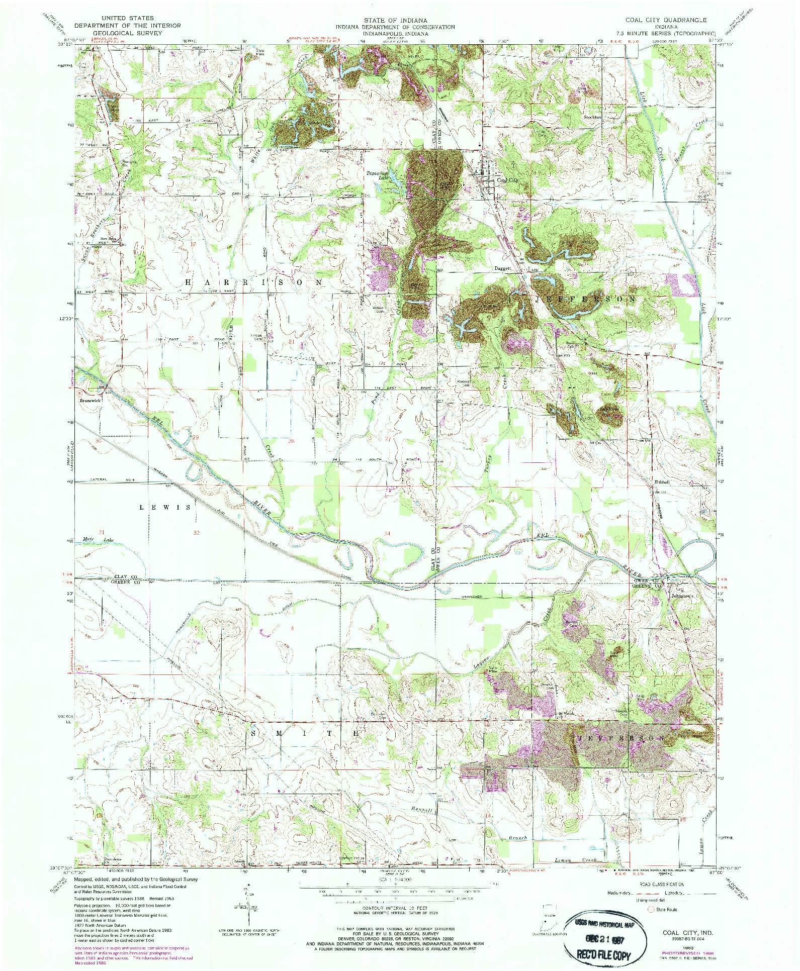 USGS 1:24000-SCALE QUADRANGLE FOR COAL CITY, IN 1963