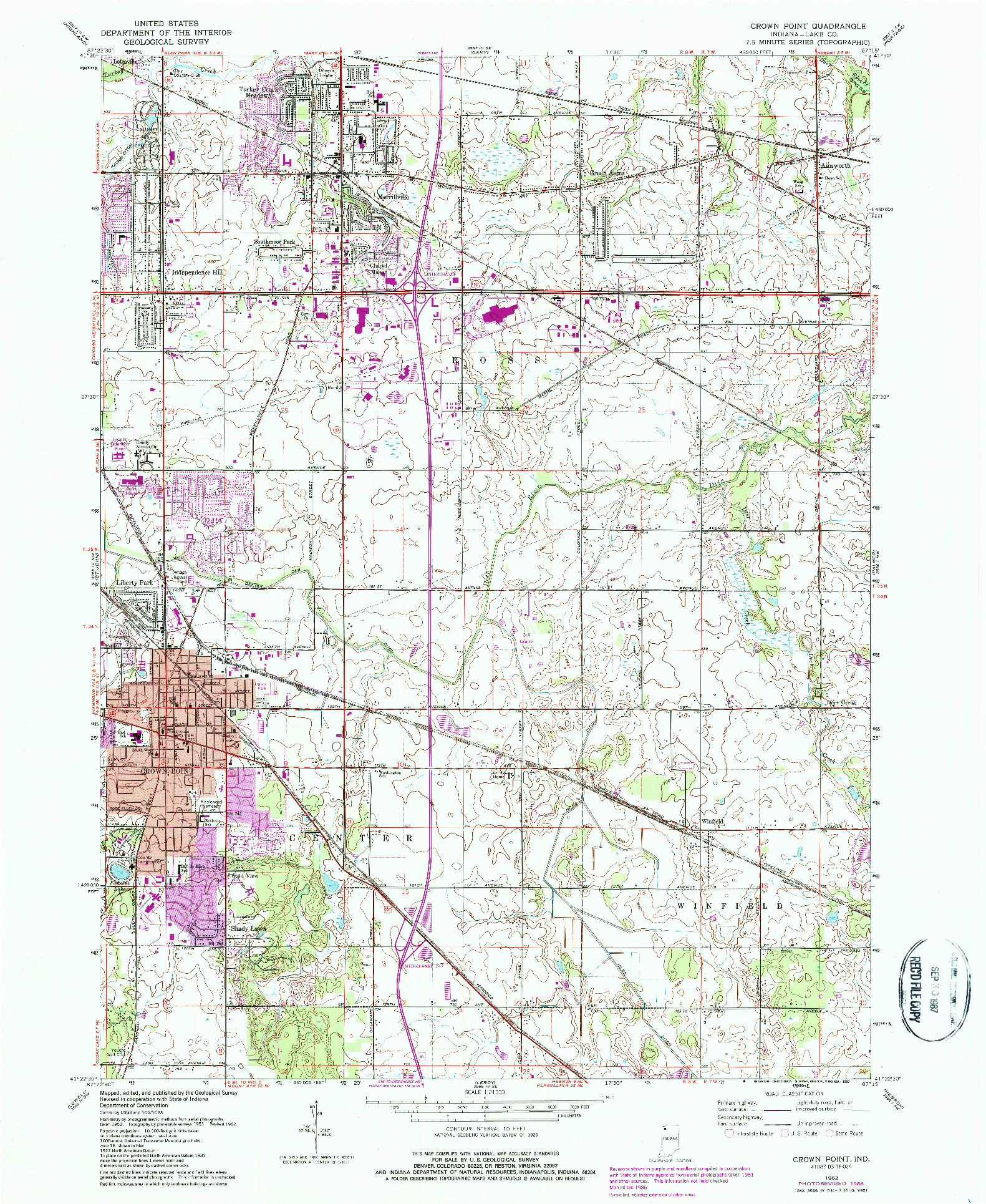 USGS 1:24000-SCALE QUADRANGLE FOR CROWN POINT, IN 1962