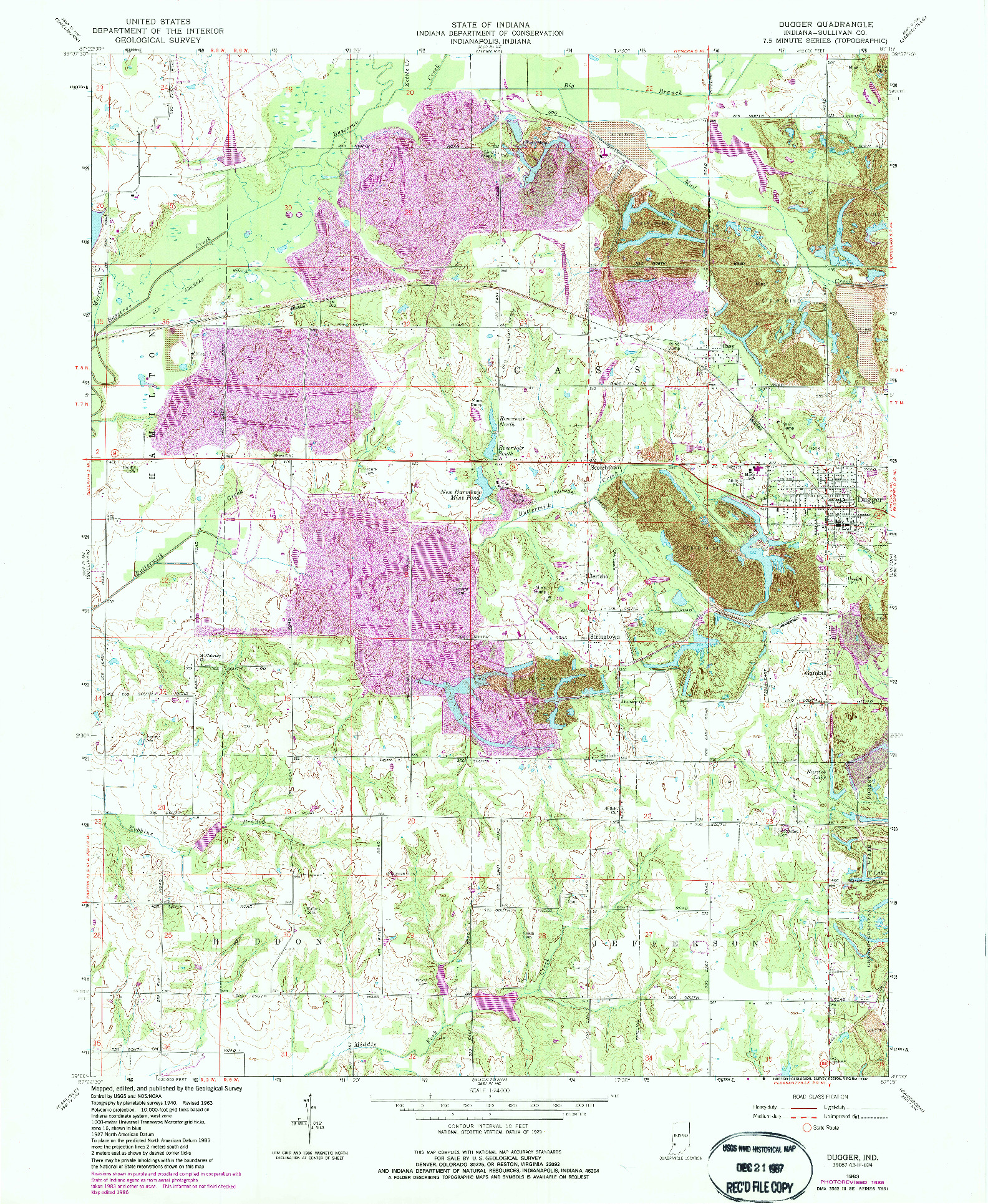 USGS 1:24000-SCALE QUADRANGLE FOR DUGGER, IN 1963