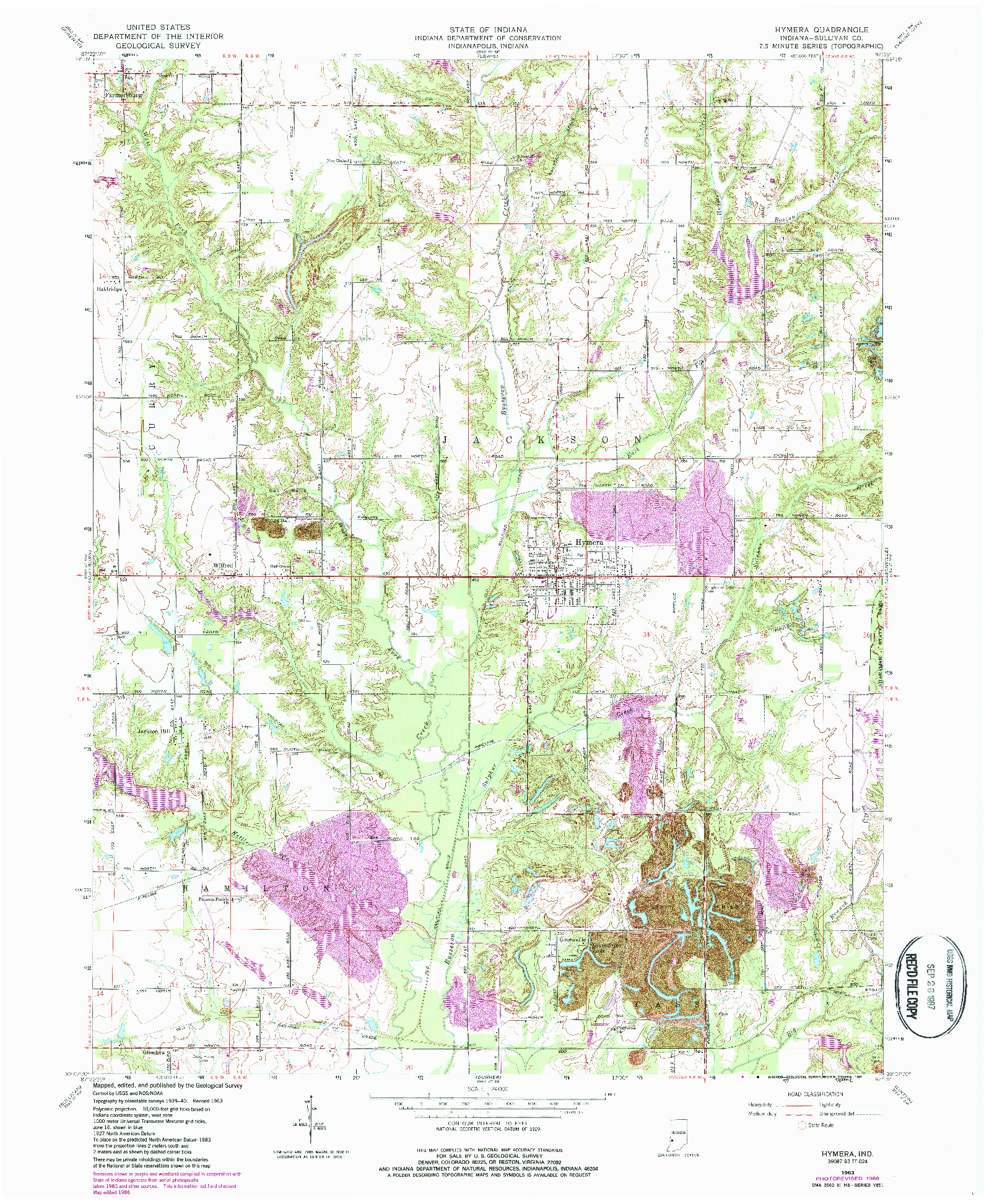 USGS 1:24000-SCALE QUADRANGLE FOR HYMERA, IN 1963