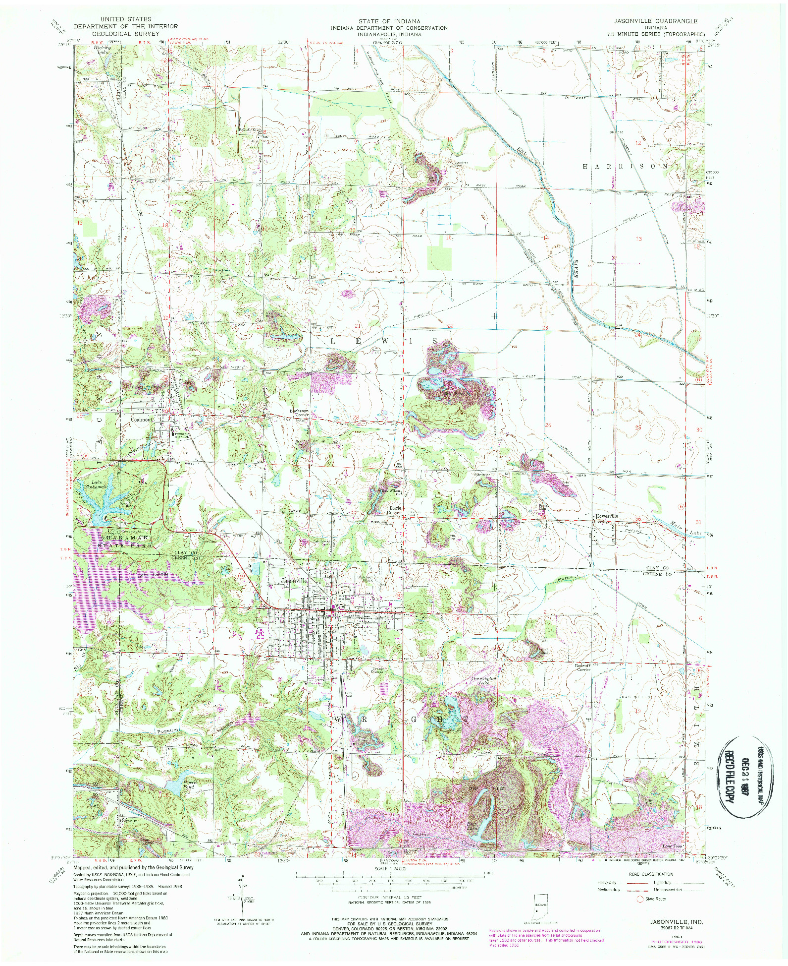 USGS 1:24000-SCALE QUADRANGLE FOR JASONVILLE, IN 1963