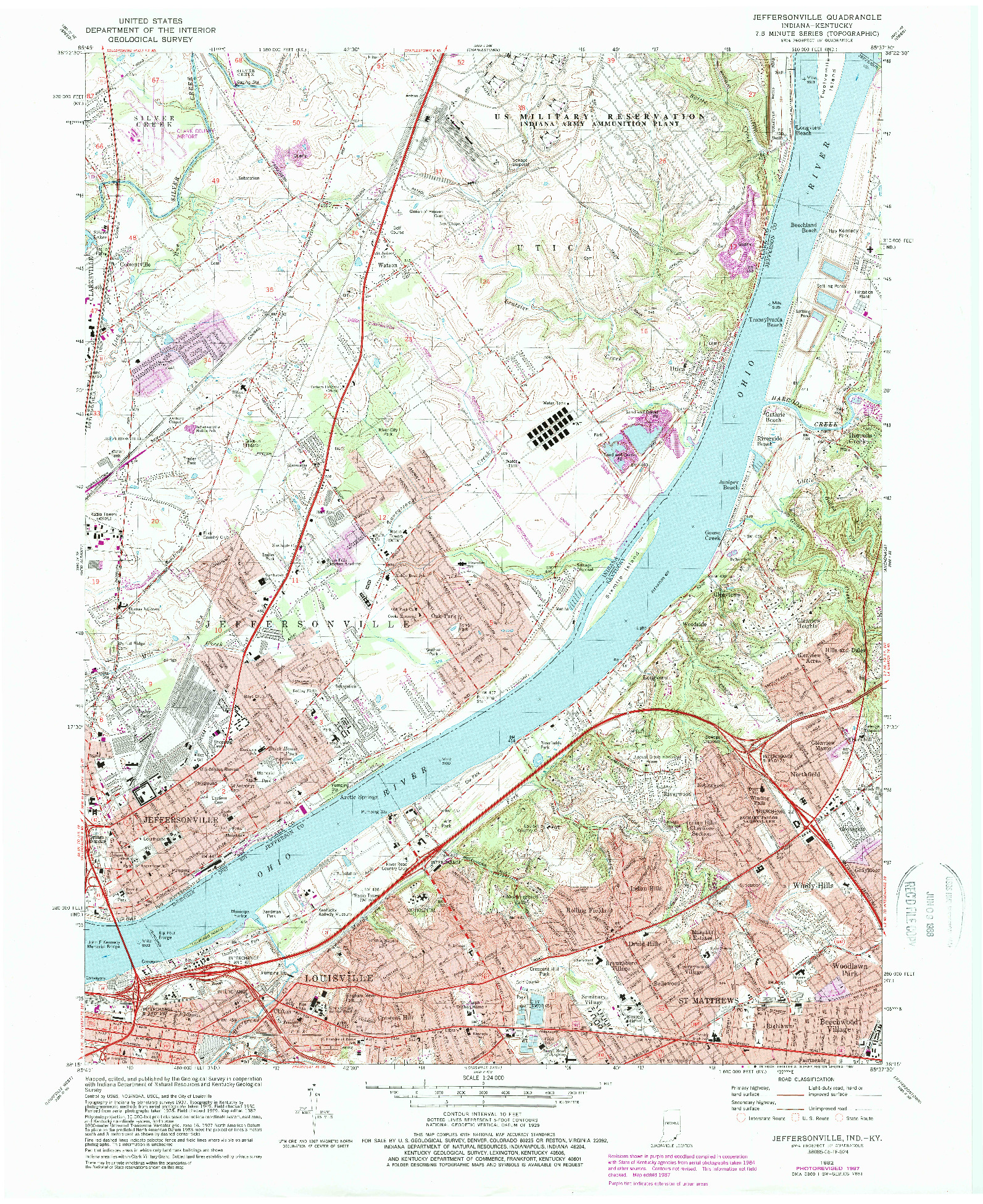 USGS 1:24000-SCALE QUADRANGLE FOR JEFFERSONVILLE, IN 1982