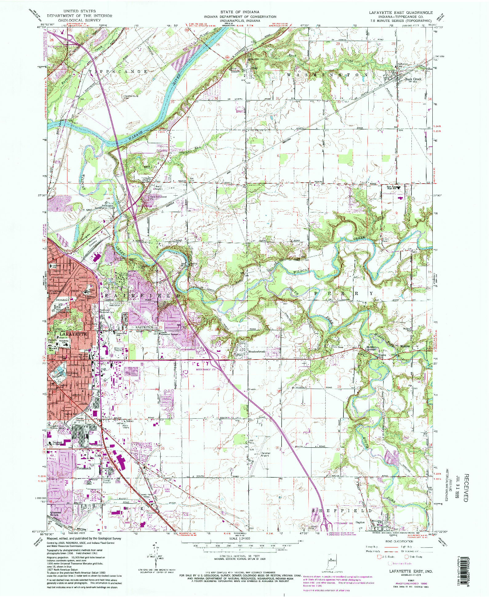 USGS 1:24000-SCALE QUADRANGLE FOR LAFAYETTE EAST, IN 1961