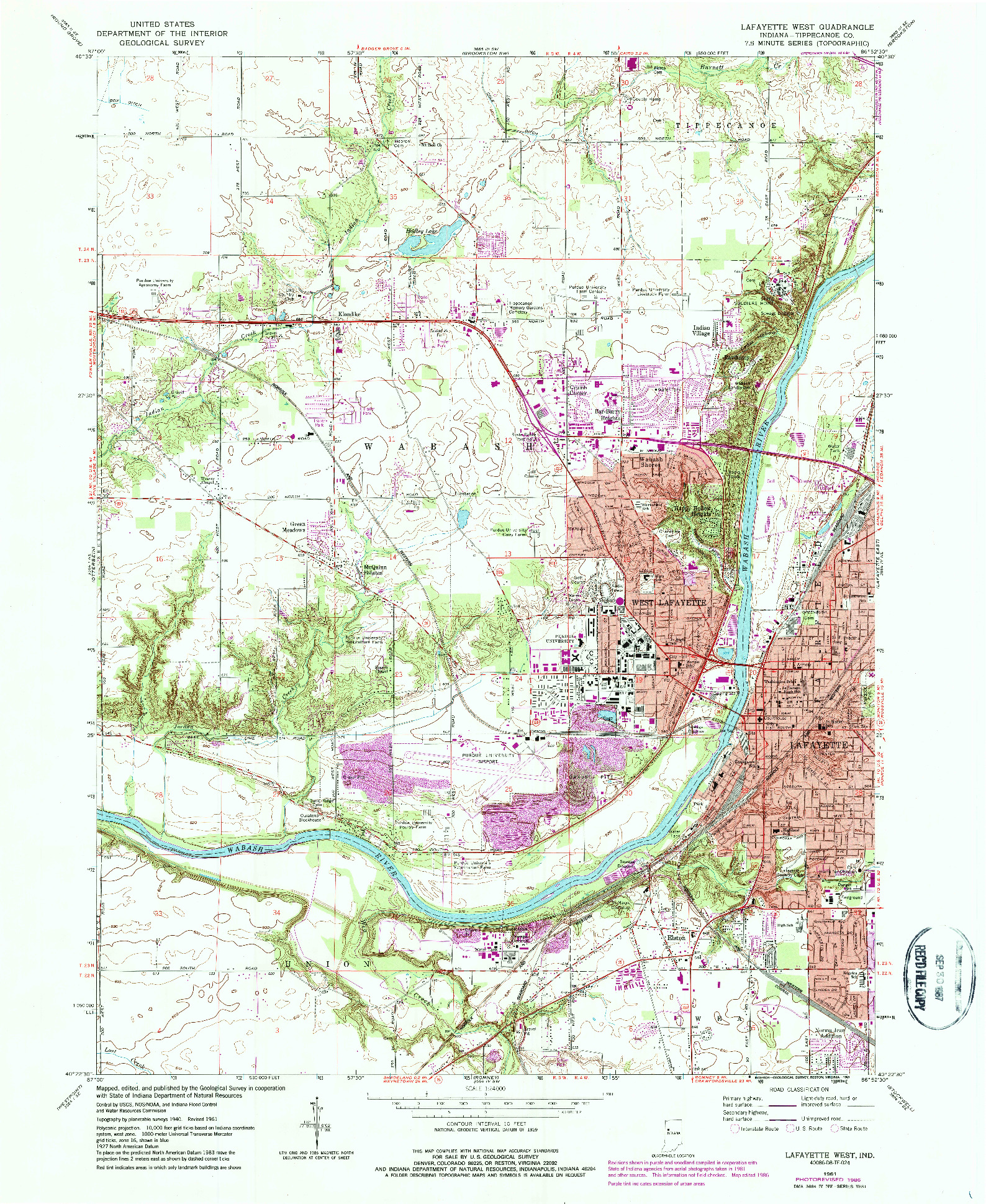 USGS 1:24000-SCALE QUADRANGLE FOR LAFAYETTE WEST, IN 1961