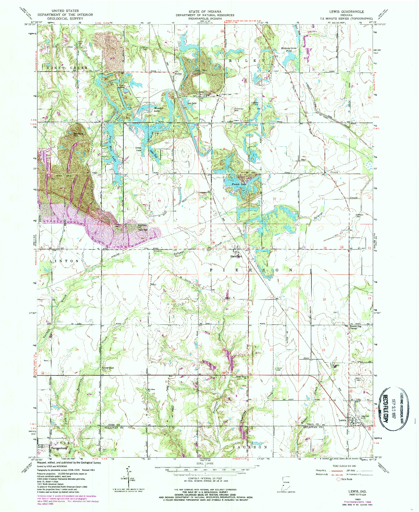 USGS 1:24000-SCALE QUADRANGLE FOR LEWIS, IN 1963