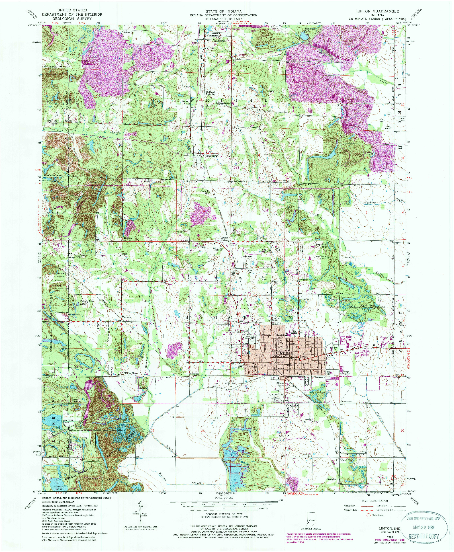 USGS 1:24000-SCALE QUADRANGLE FOR LINTON, IN 1963