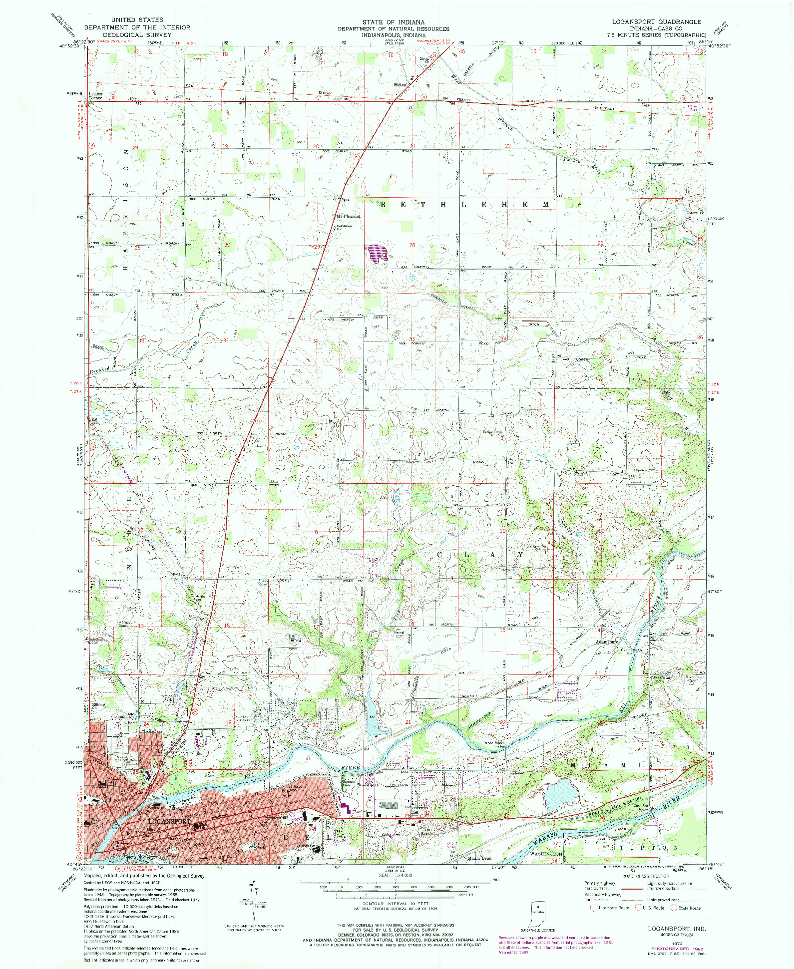 USGS 1:24000-SCALE QUADRANGLE FOR LOGANSPORT, IN 1972