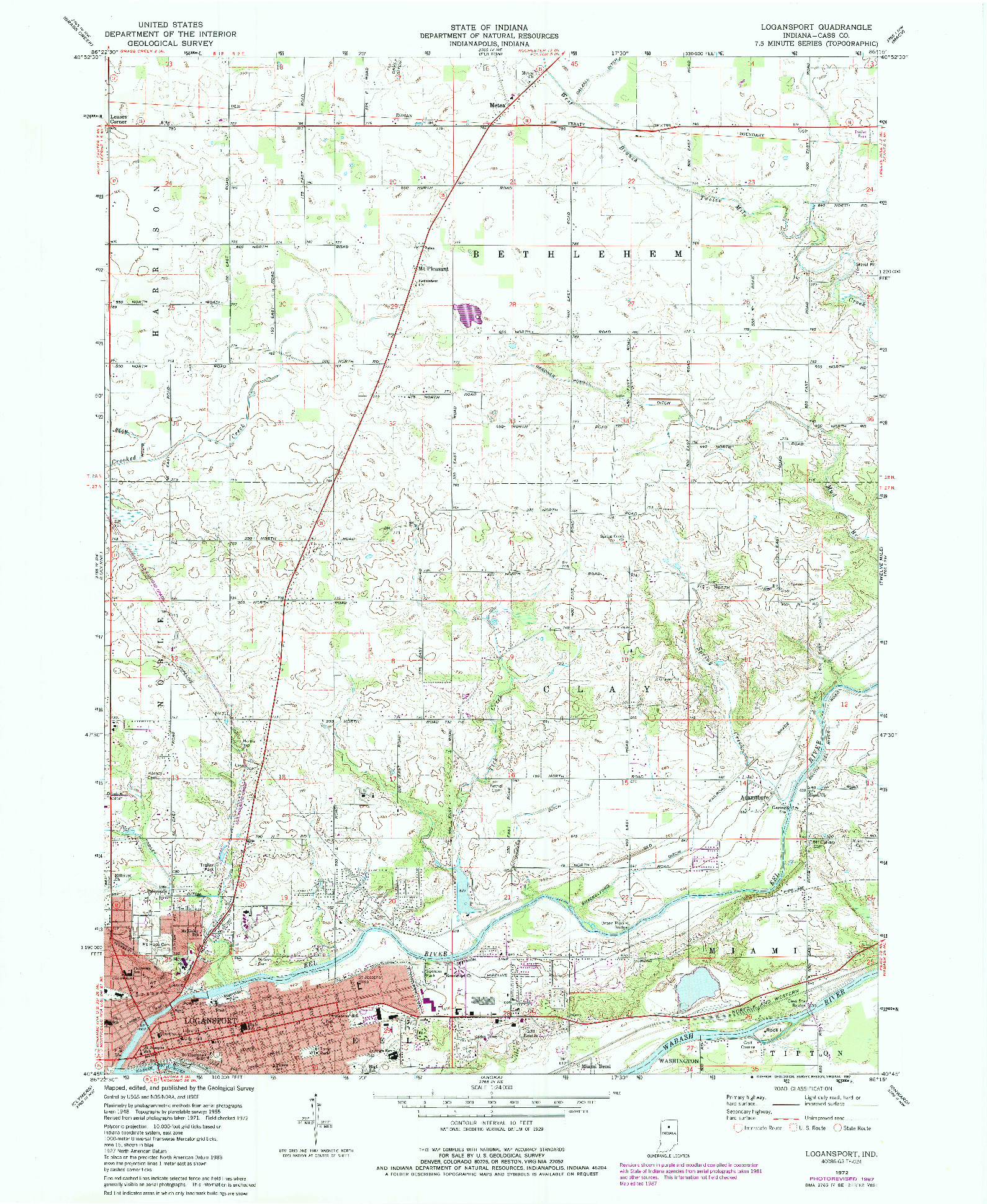 USGS 1:24000-SCALE QUADRANGLE FOR LOGANSPORT, IN 1972