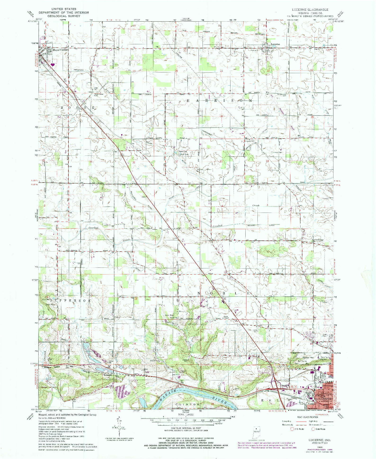 USGS 1:24000-SCALE QUADRANGLE FOR LUCERNE, IN 1960