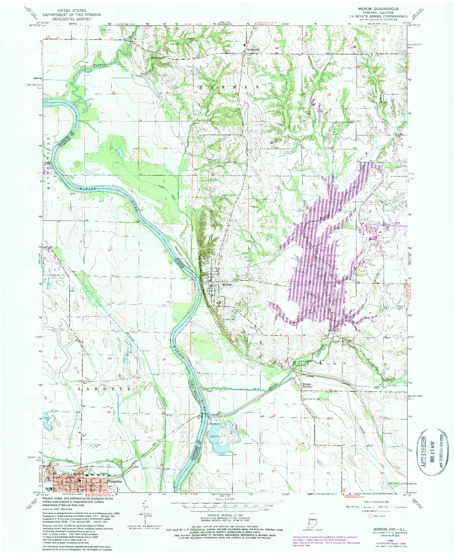 USGS 1:24000-SCALE QUADRANGLE FOR MEROM, IN 1966