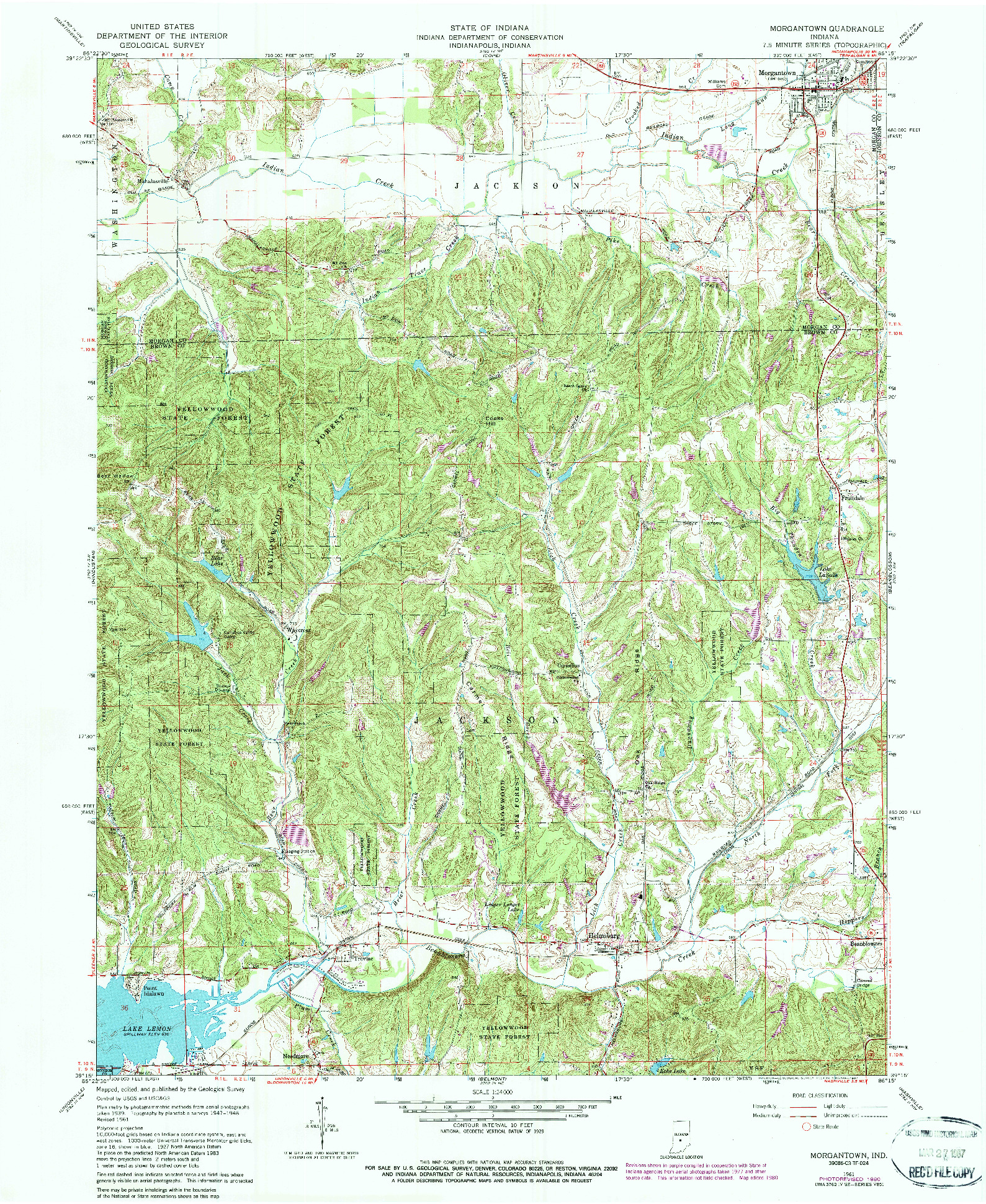 USGS 1:24000-SCALE QUADRANGLE FOR MORGANTOWN, IN 1961