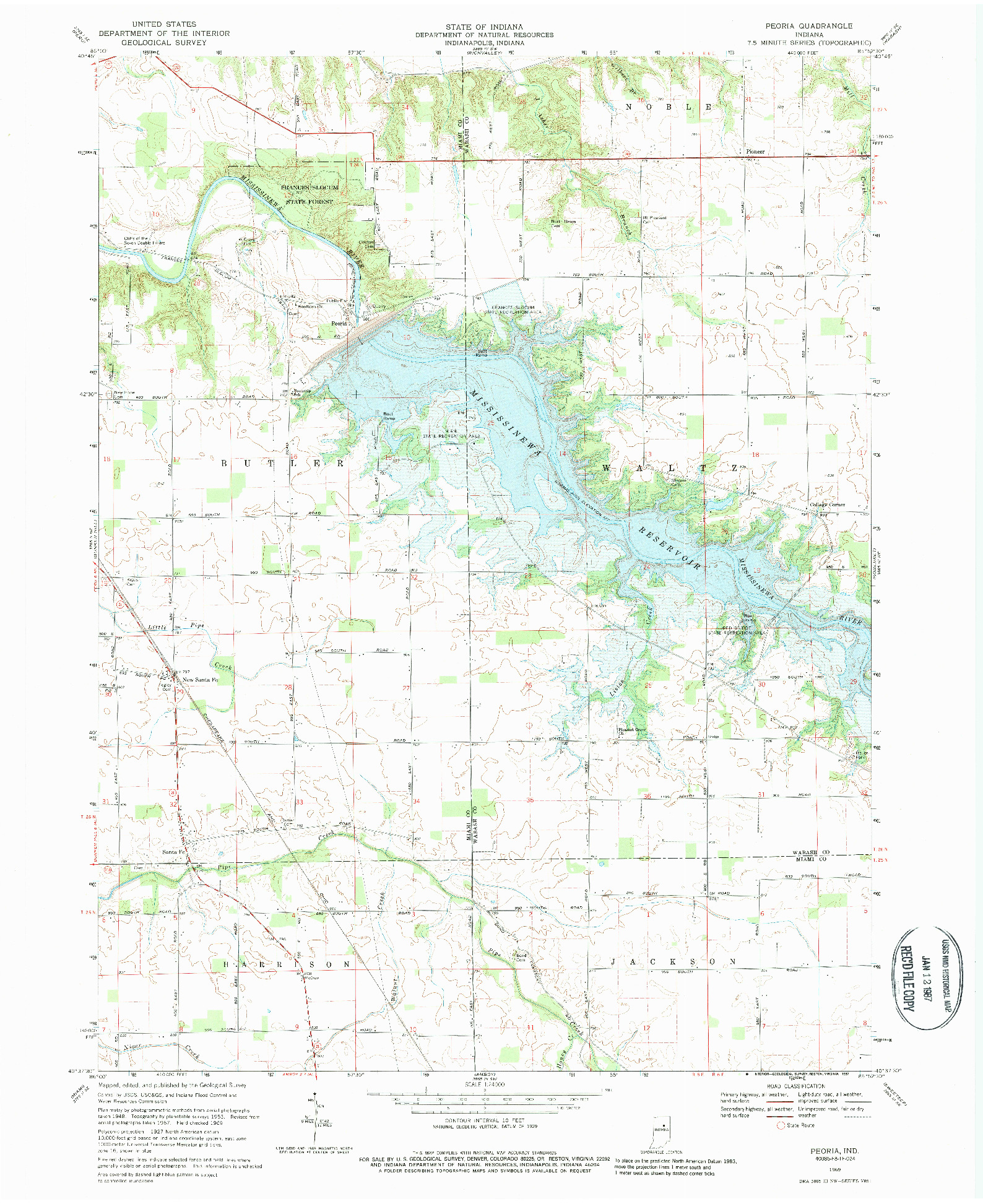 USGS 1:24000-SCALE QUADRANGLE FOR PEORIA, IN 1969