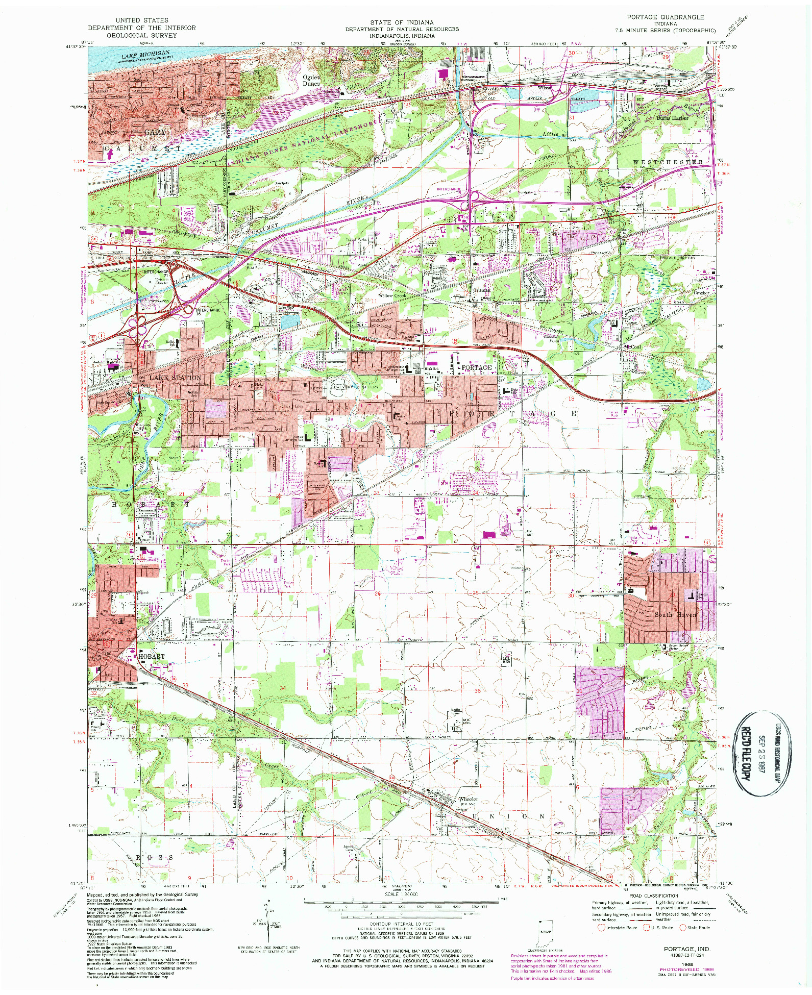 USGS 1:24000-SCALE QUADRANGLE FOR PORTAGE, IN 1968