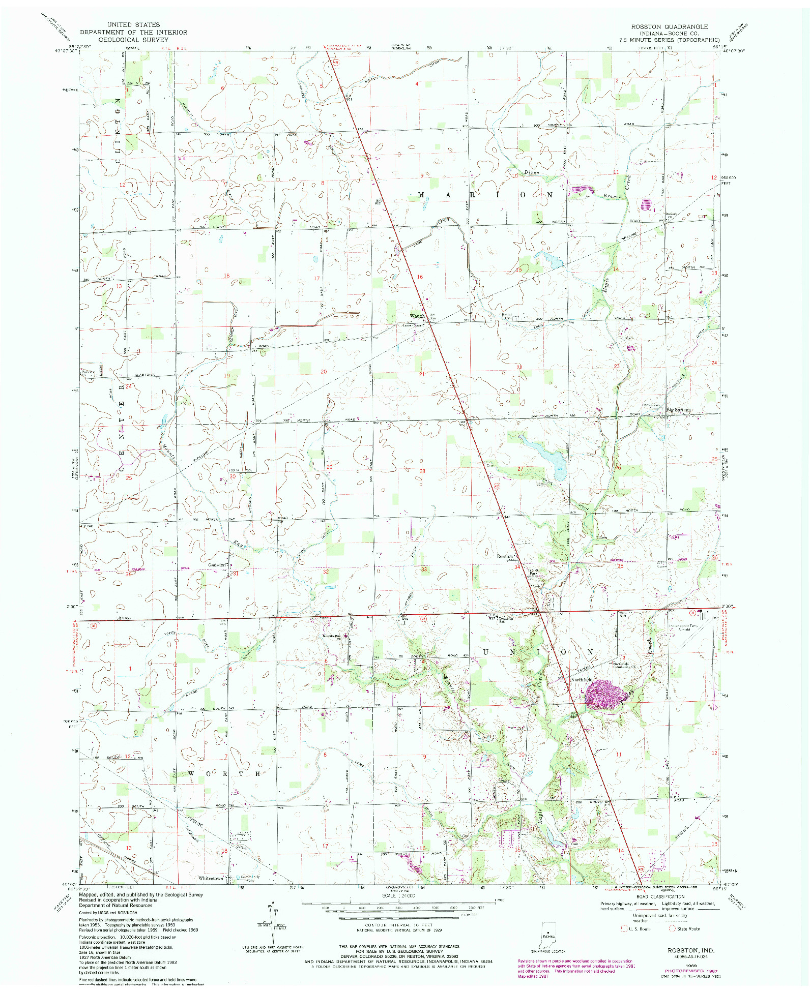 USGS 1:24000-SCALE QUADRANGLE FOR ROSSTON, IN 1969