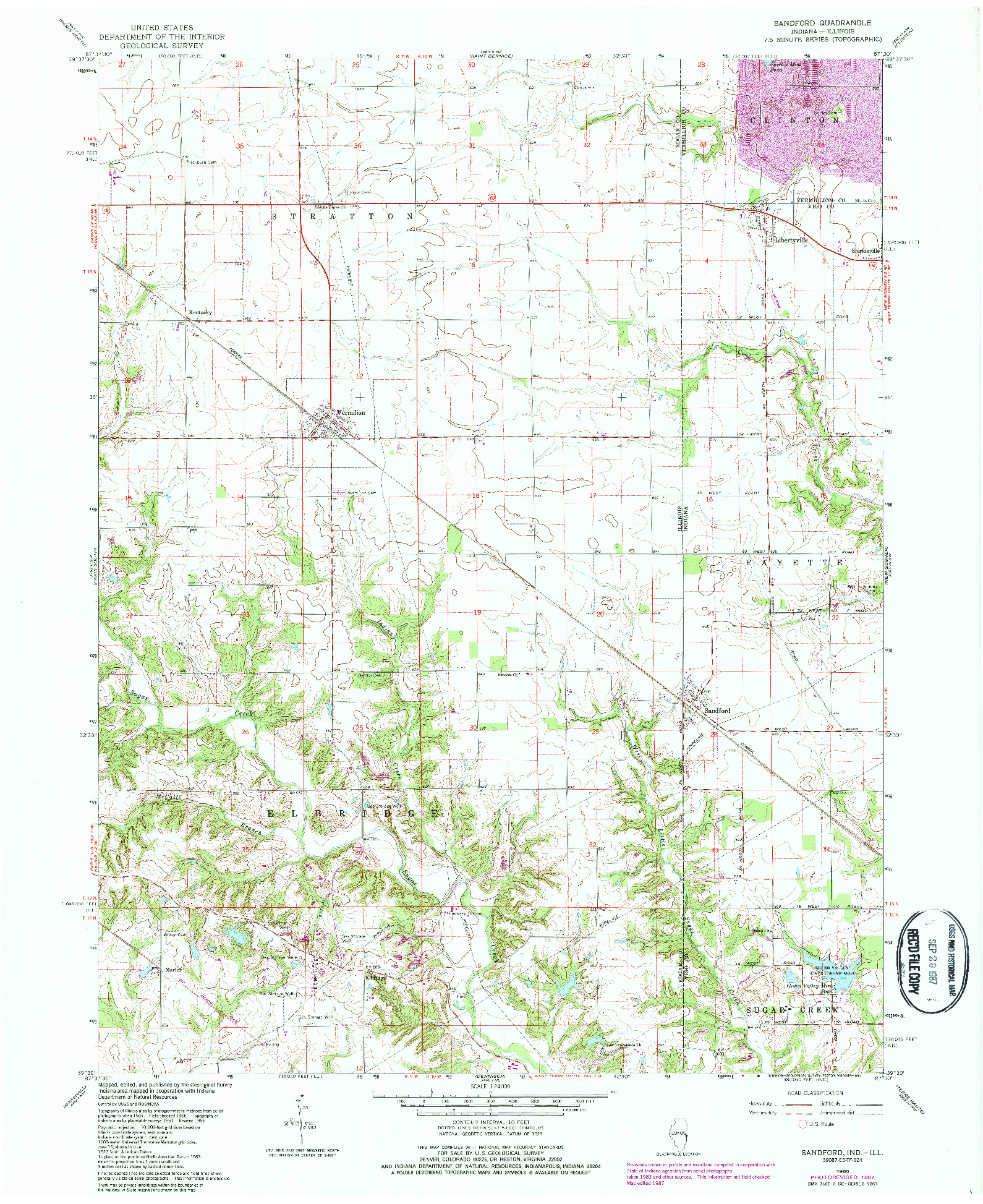 USGS 1:24000-SCALE QUADRANGLE FOR SANDFORD, IN 1966