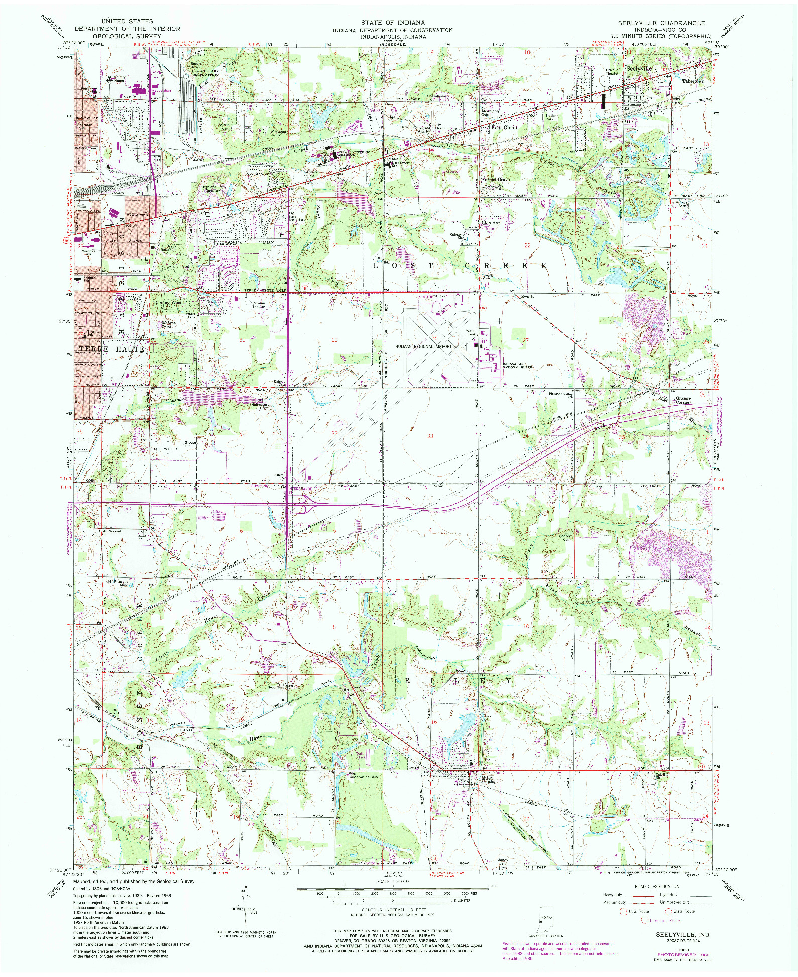USGS 1:24000-SCALE QUADRANGLE FOR SEELYVILLE, IN 1963