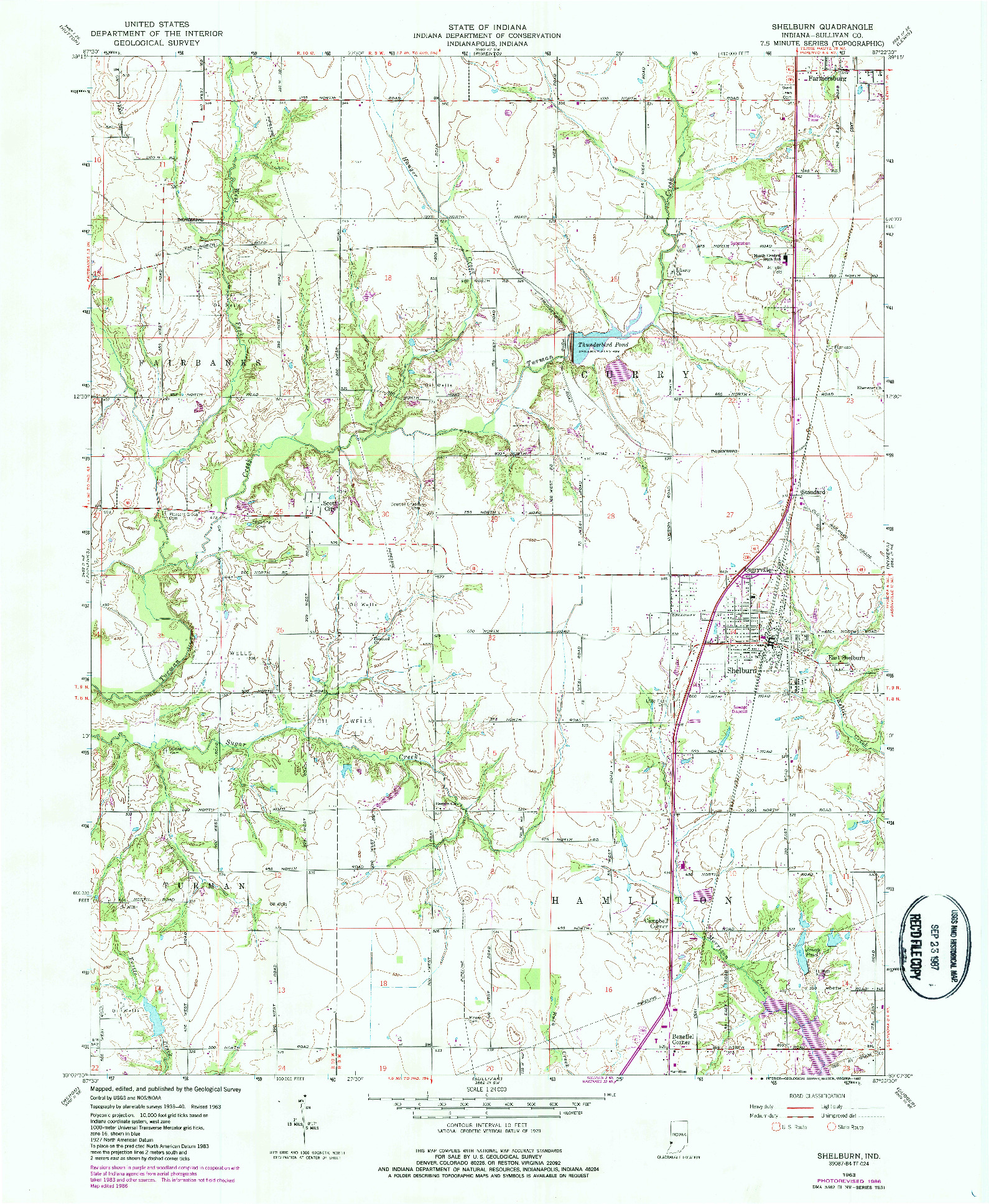 USGS 1:24000-SCALE QUADRANGLE FOR SHELBURN, IN 1963