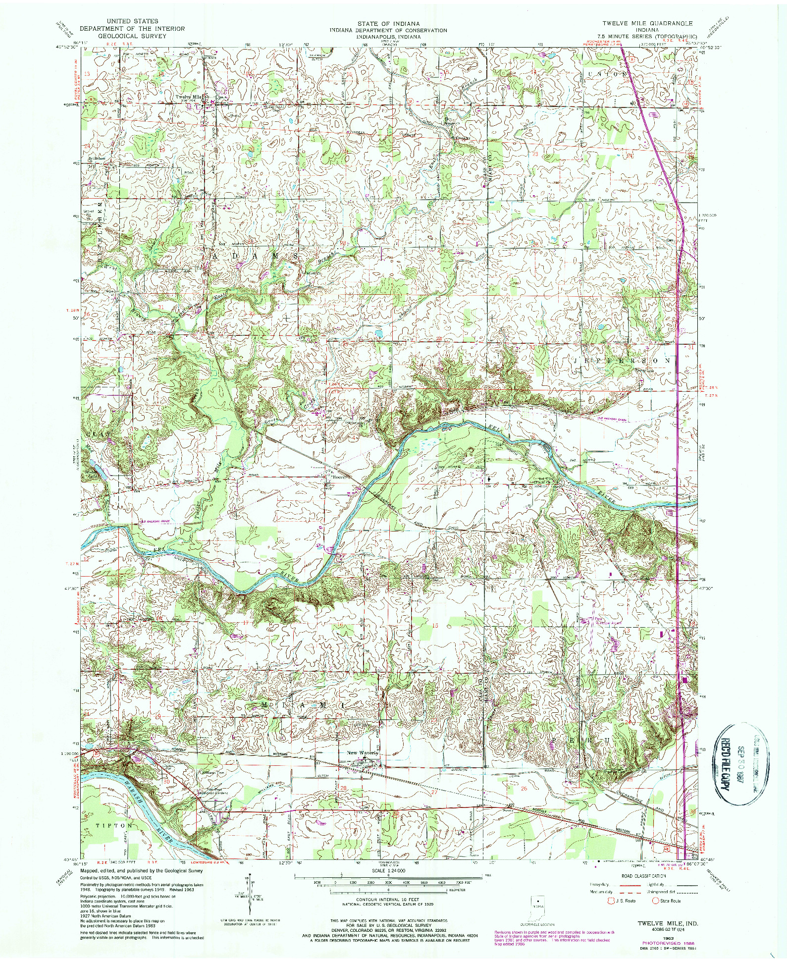 USGS 1:24000-SCALE QUADRANGLE FOR TWELVE MILE, IN 1963