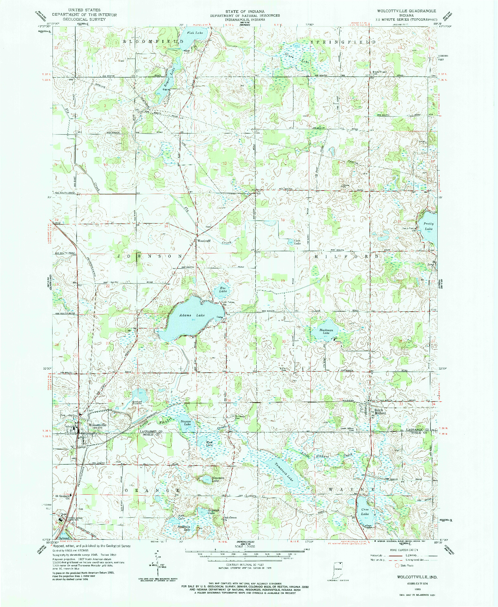 USGS 1:24000-SCALE QUADRANGLE FOR WOLCOTTVILLE, IN 1959