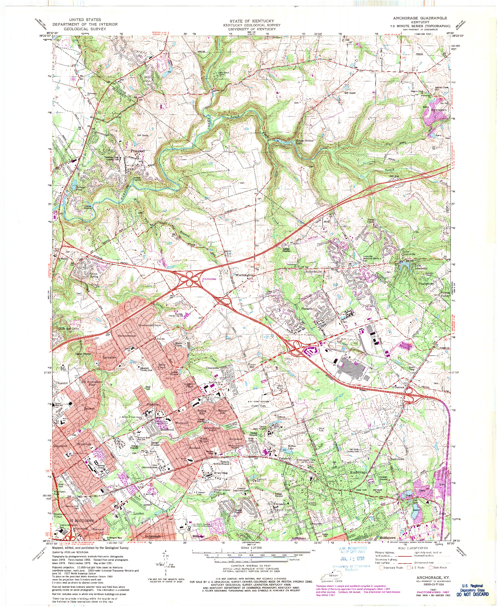 USGS 1:24000-SCALE QUADRANGLE FOR ANCHORAGE, KY 1981