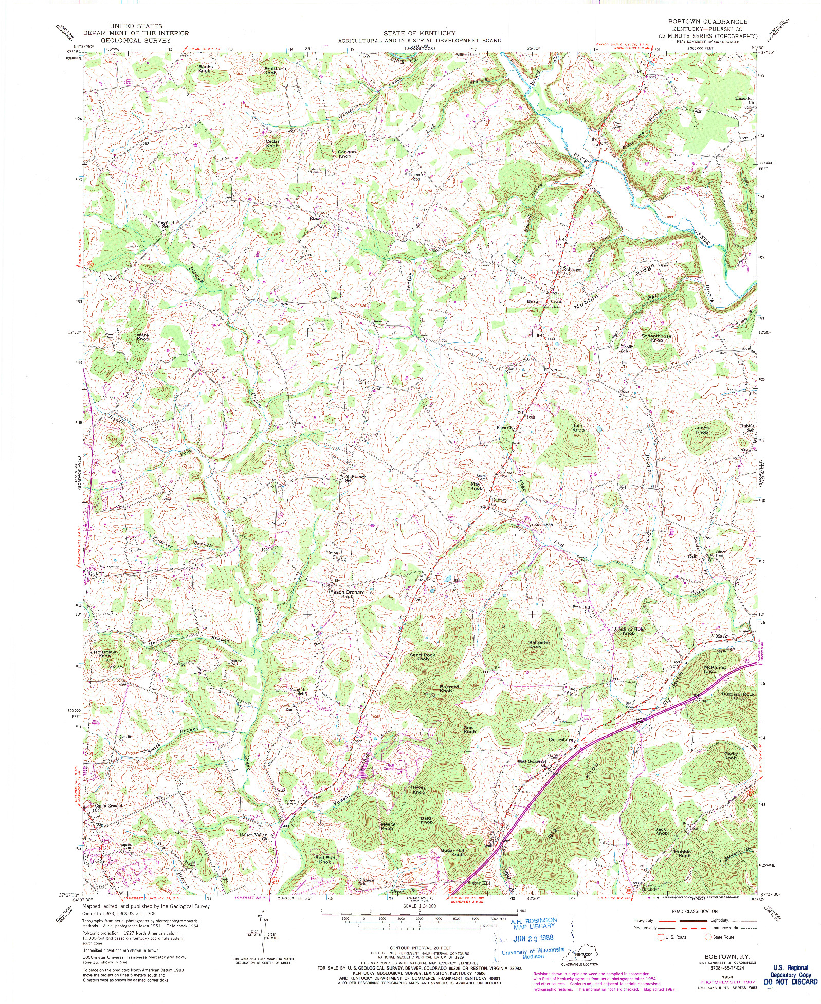 USGS 1:24000-SCALE QUADRANGLE FOR BOBTOWN, KY 1954