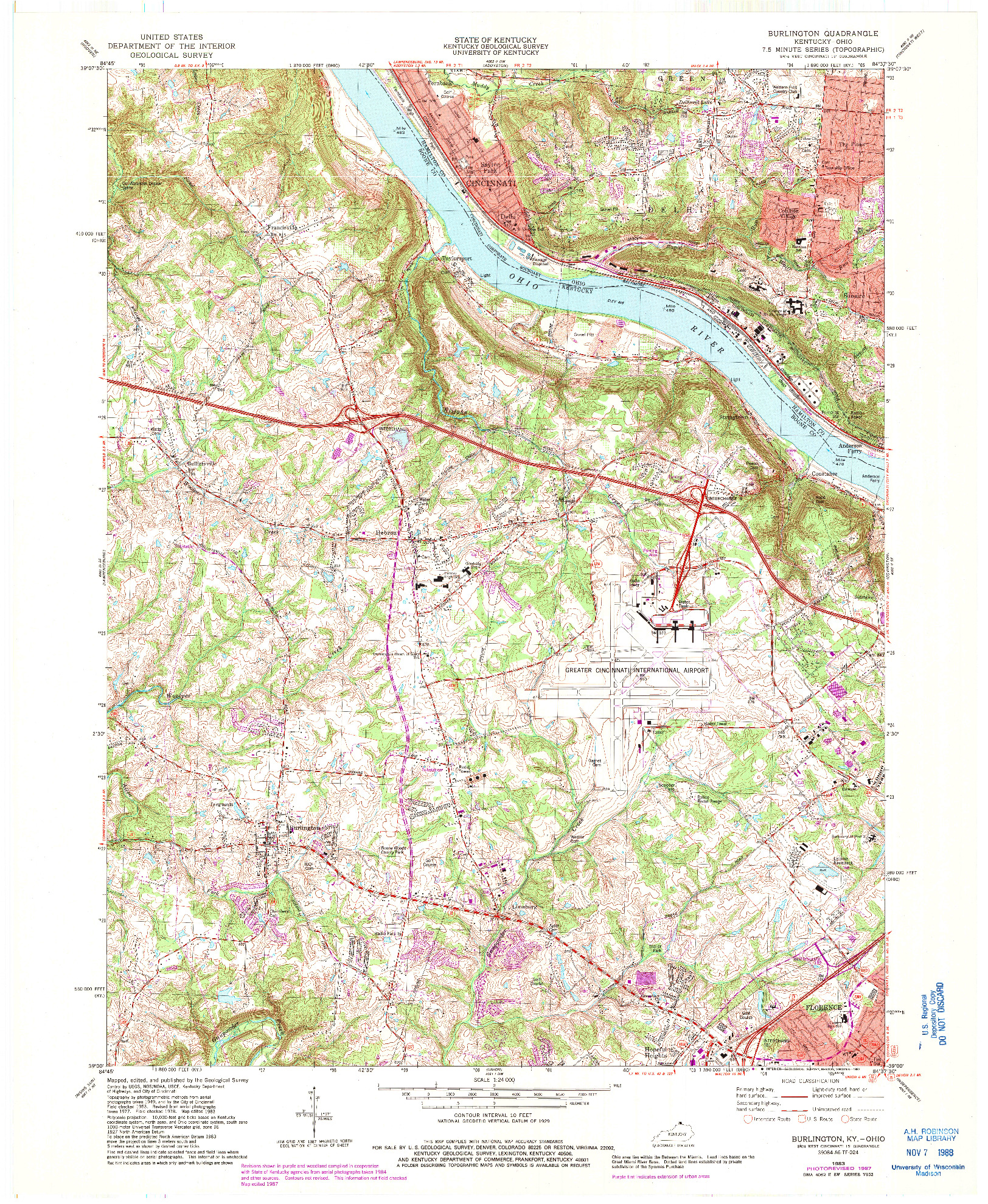 USGS 1:24000-SCALE QUADRANGLE FOR BURLINGTON, KY 1983