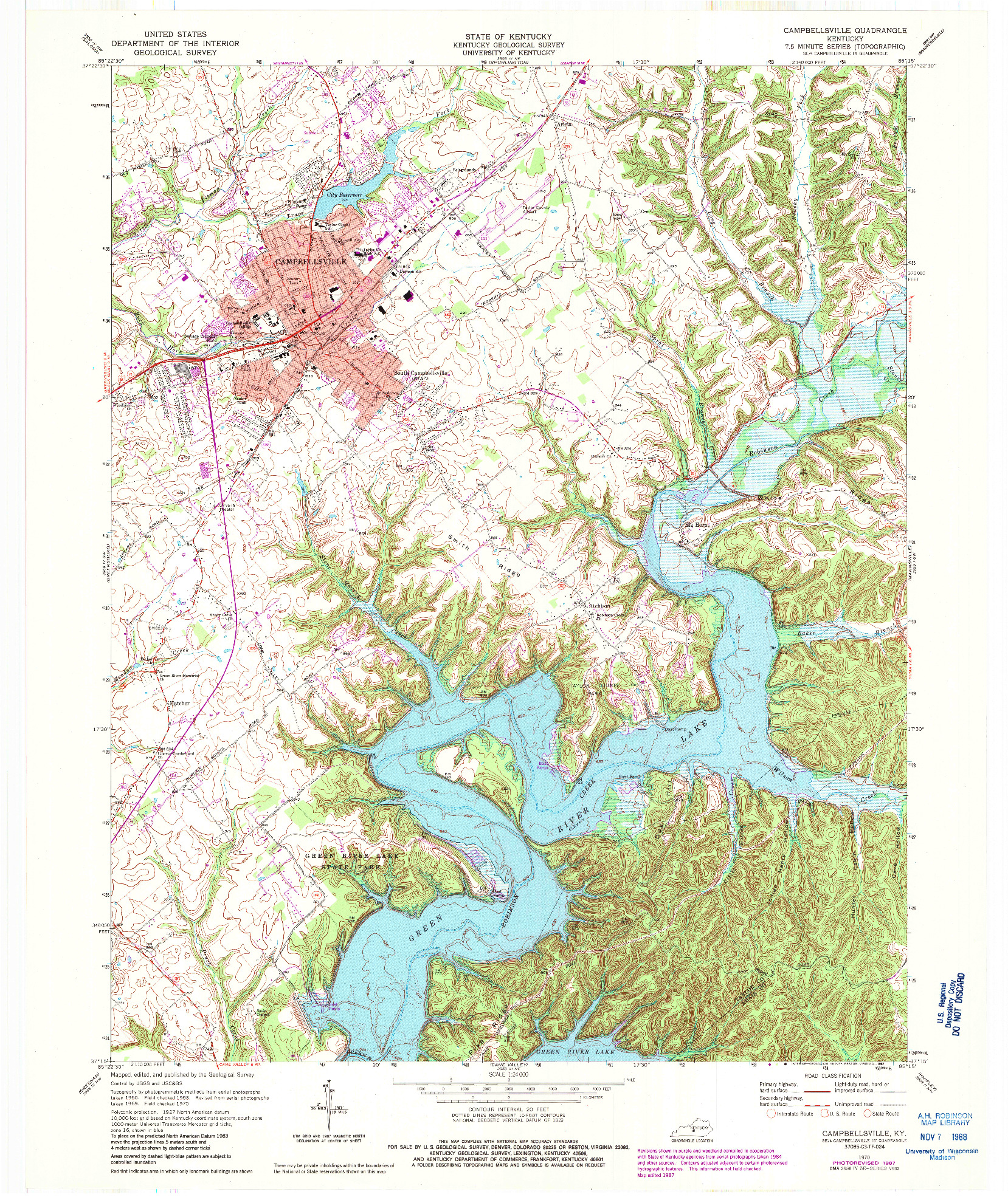 USGS 1:24000-SCALE QUADRANGLE FOR CAMPBELLSVILLE, KY 1970